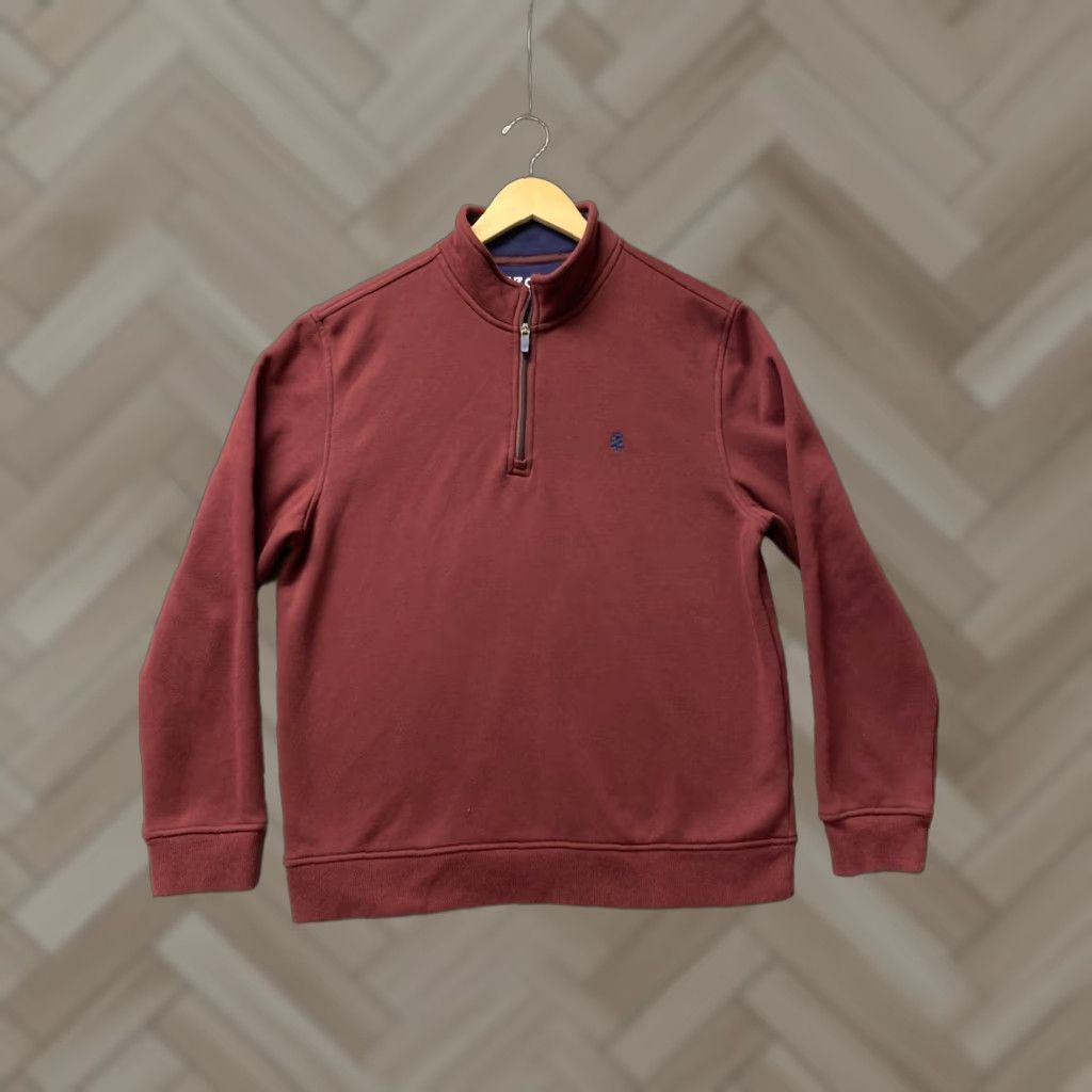 Izod IZOD Sweater Men's 1/4 Zip Pullover Mock Neck Long Sleeve Maroon M Regular Fit Fleece Knit Lightweight - Business Casual Mens Size US M / EU 48-50 / 2 - 1 Thumbnail