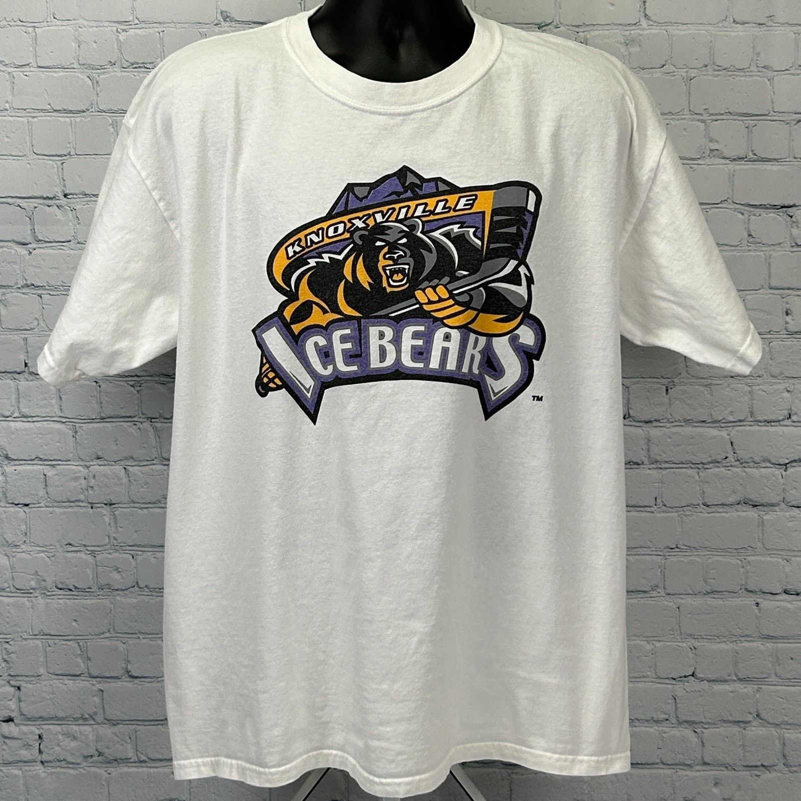 Gildan Vintage Y2Ks Knoxville Ice Bears T Shirt Ice Hockey White XL Size US XL / EU 56 / 4 - 2 Thumbnail