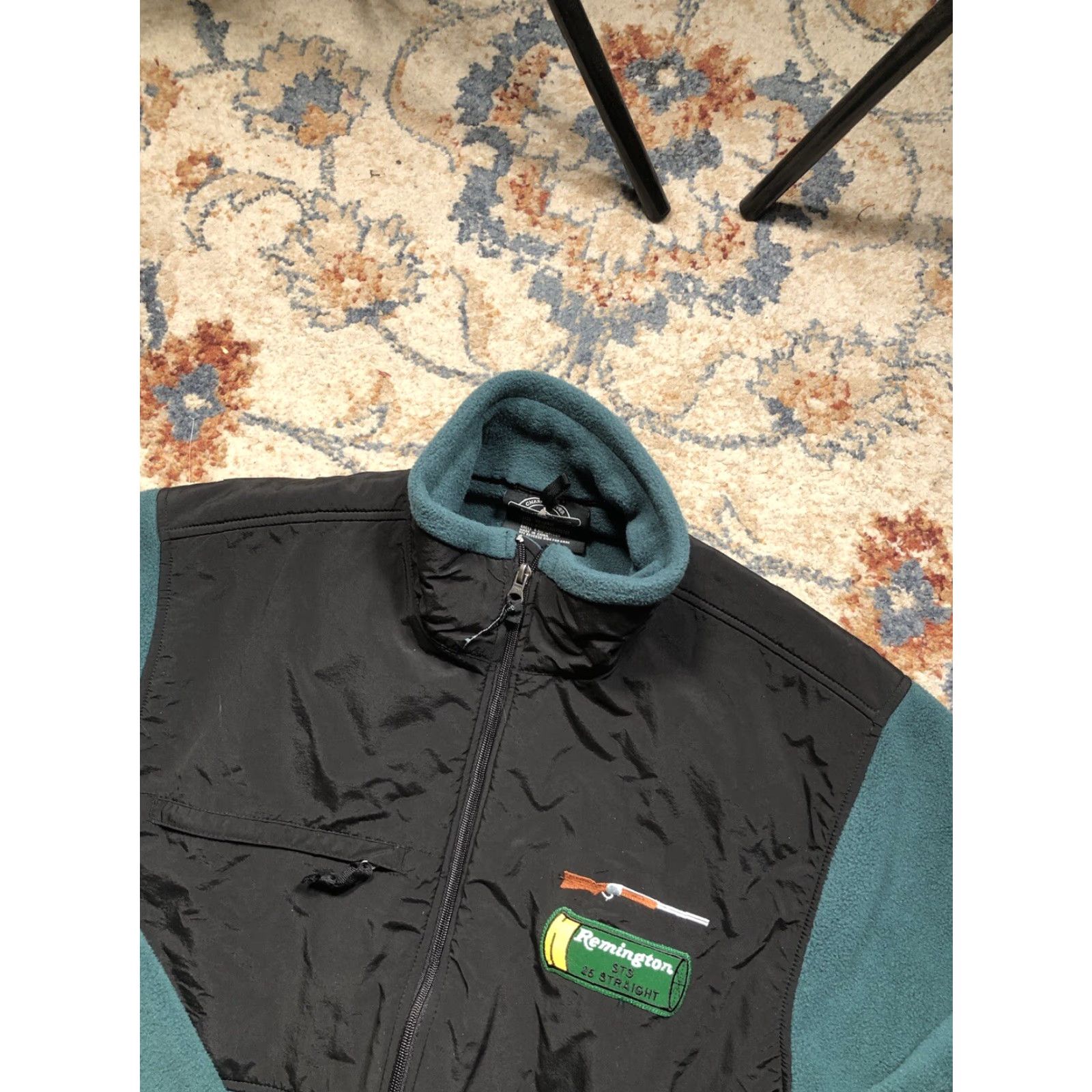Vintage Charles River Apparel Fleece Jacket Full Zip Green XL Mens Hunting Stand-Up Collar Pockets Size US XL / EU 56 / 4 - 6 Thumbnail