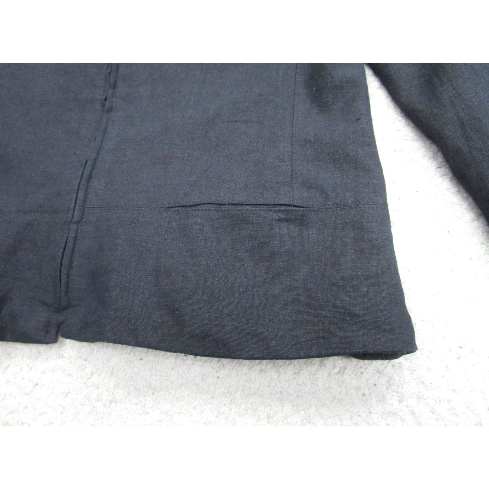 Sandro Sandro Jacket Womens 10 Black Linen Cotton Zip Front Collared Lined Zip Front Jacket Womens 10 Black Linen Blend Wide Collar/Classic Fit) Size L / US 10 / IT 46 - 4 Thumbnail
