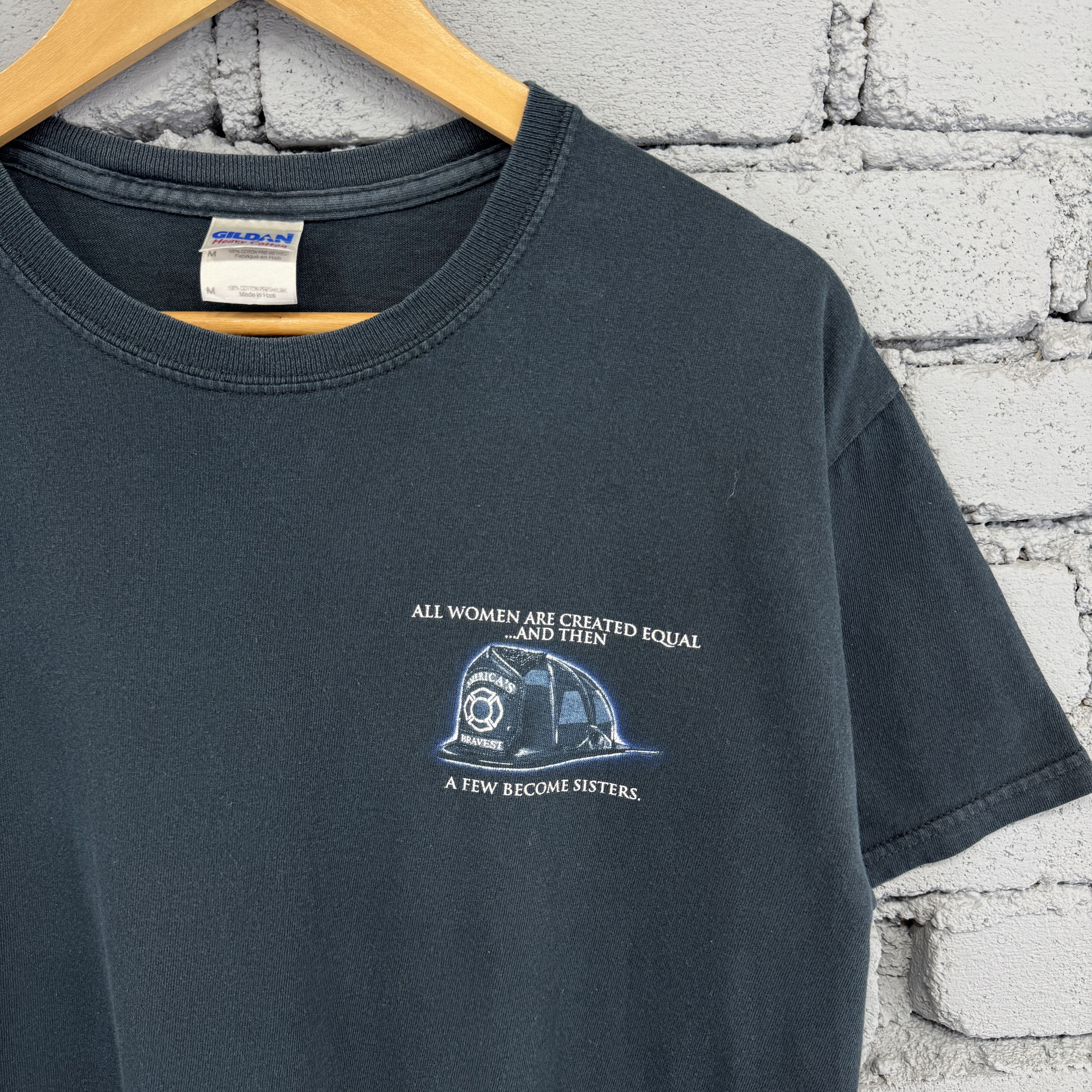 Gildan Fire Fighter "All Women Created Equal Few Become Sisters" T Size US M / EU 48-50 / 2 - 3 Thumbnail
