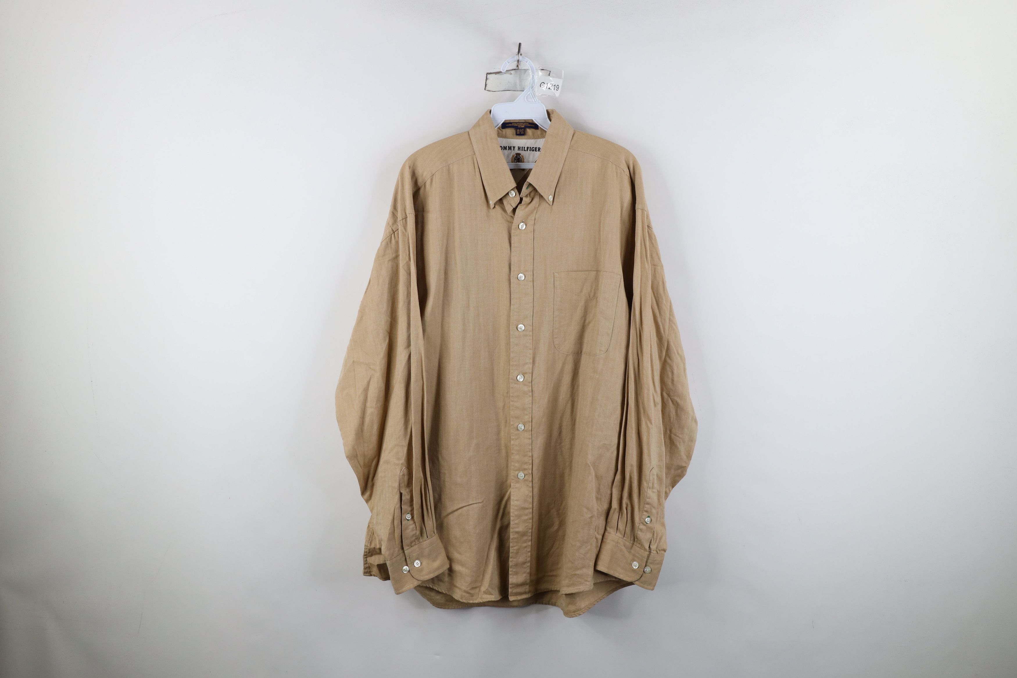 Tommy Hilfiger Vintage 90s Tommy Hilfiger Herringbone Button Down Shirt Size US M / EU 48-50 / 2 - 1 Thumbnail