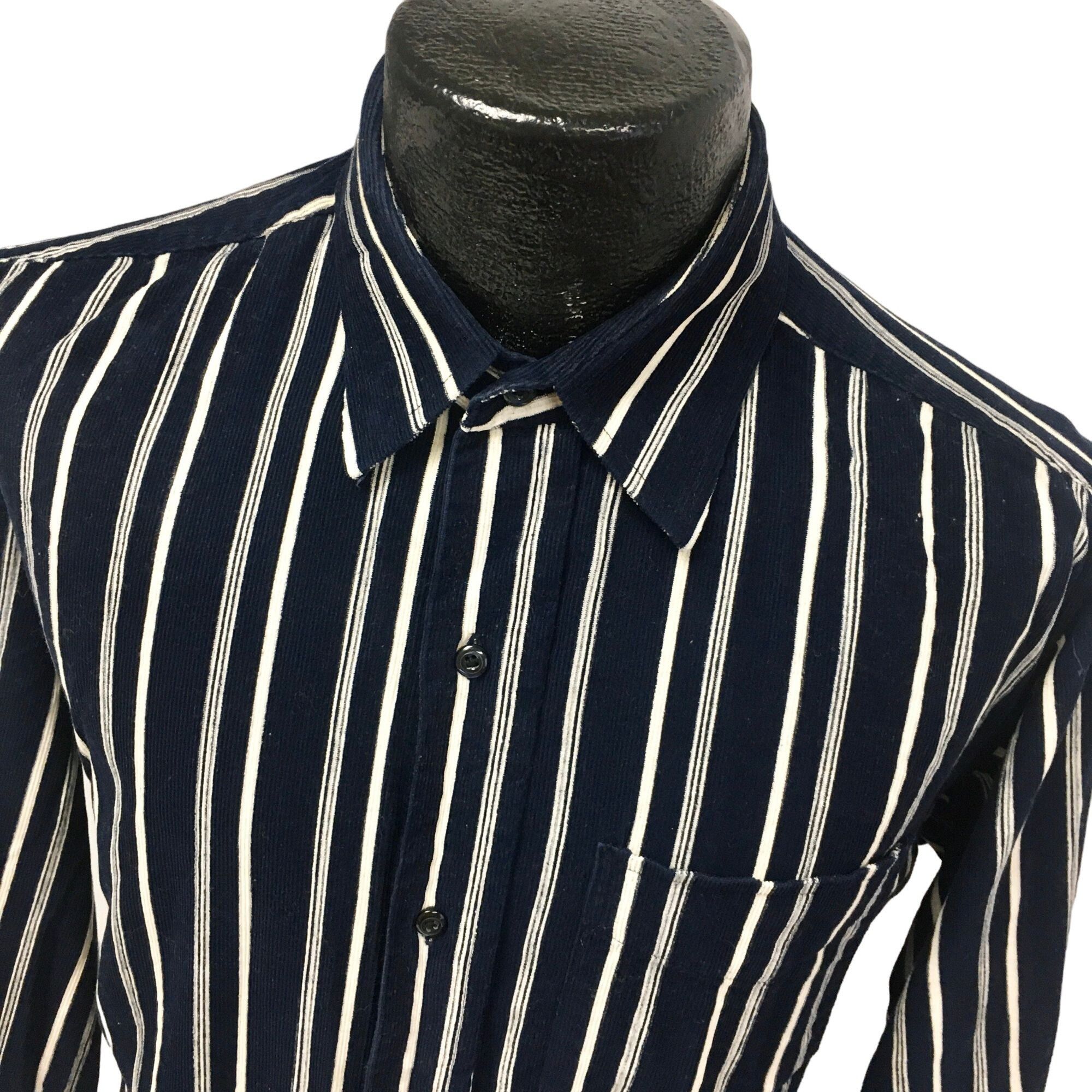 Other Vtg Corduroy Blue White Panel Stripe ROCKABILLY Shirt Size US L / EU 52-54 / 3 - 1 Thumbnail