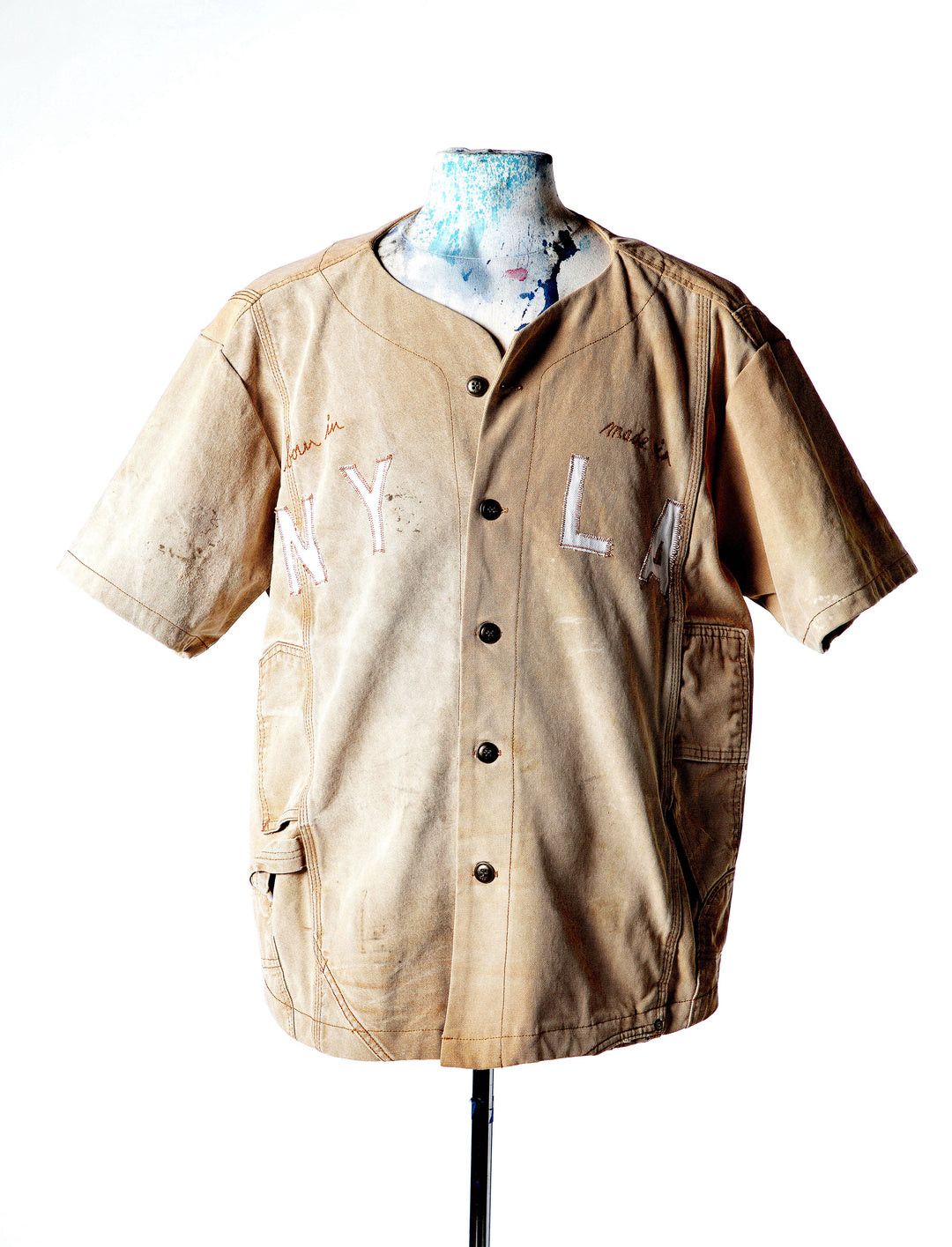 Greg Lauren $1250 Greg Lauren Tan Baseball Shirt Size US XL / EU 56 / 4 - 1 Thumbnail