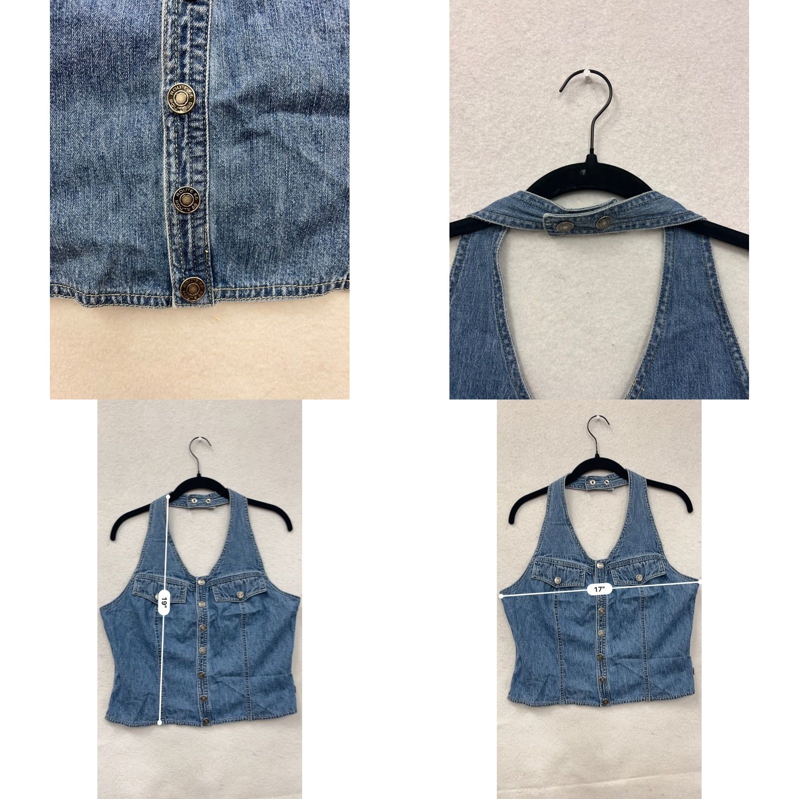Route 66 Route 66 Denim Halter Top Tank Size 14 Unisex Adults Blue Cotton Denim 100% Button-front Pockets Halter Neck Adjustable Snap Closure Like New Size XL / US 12-14 / IT 48-50 - 8 Thumbnail