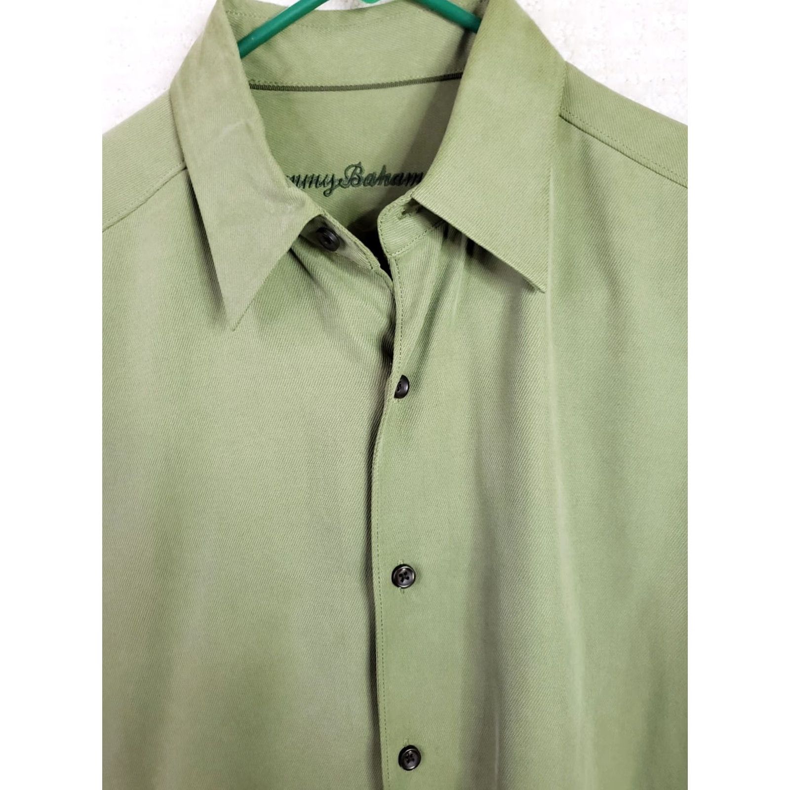 Tommy Bahama Tommy Bahama Shirt Button-Up Green Silk Wool Blend Long Sleeve Pocket Button-Down Collar Mens L Size US L / EU 52-54 / 3 - 4 Thumbnail