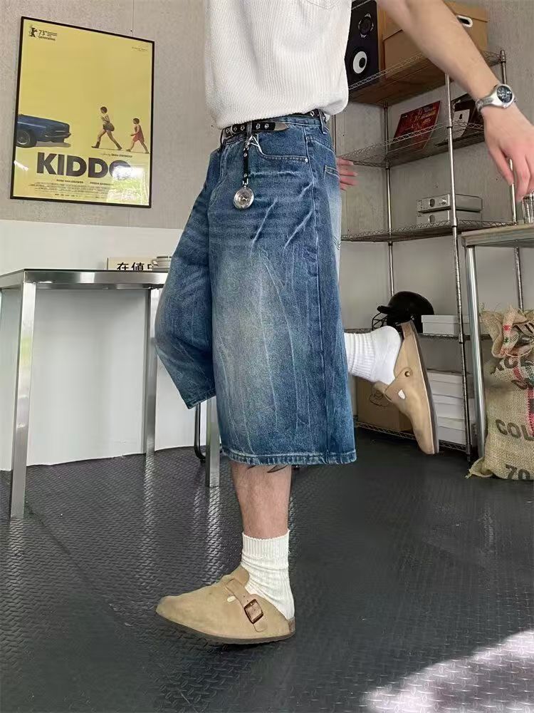 Vintage Blue Washed Vintage Lightning Denim Shorts Size US 32 / EU 48 - 3 Thumbnail