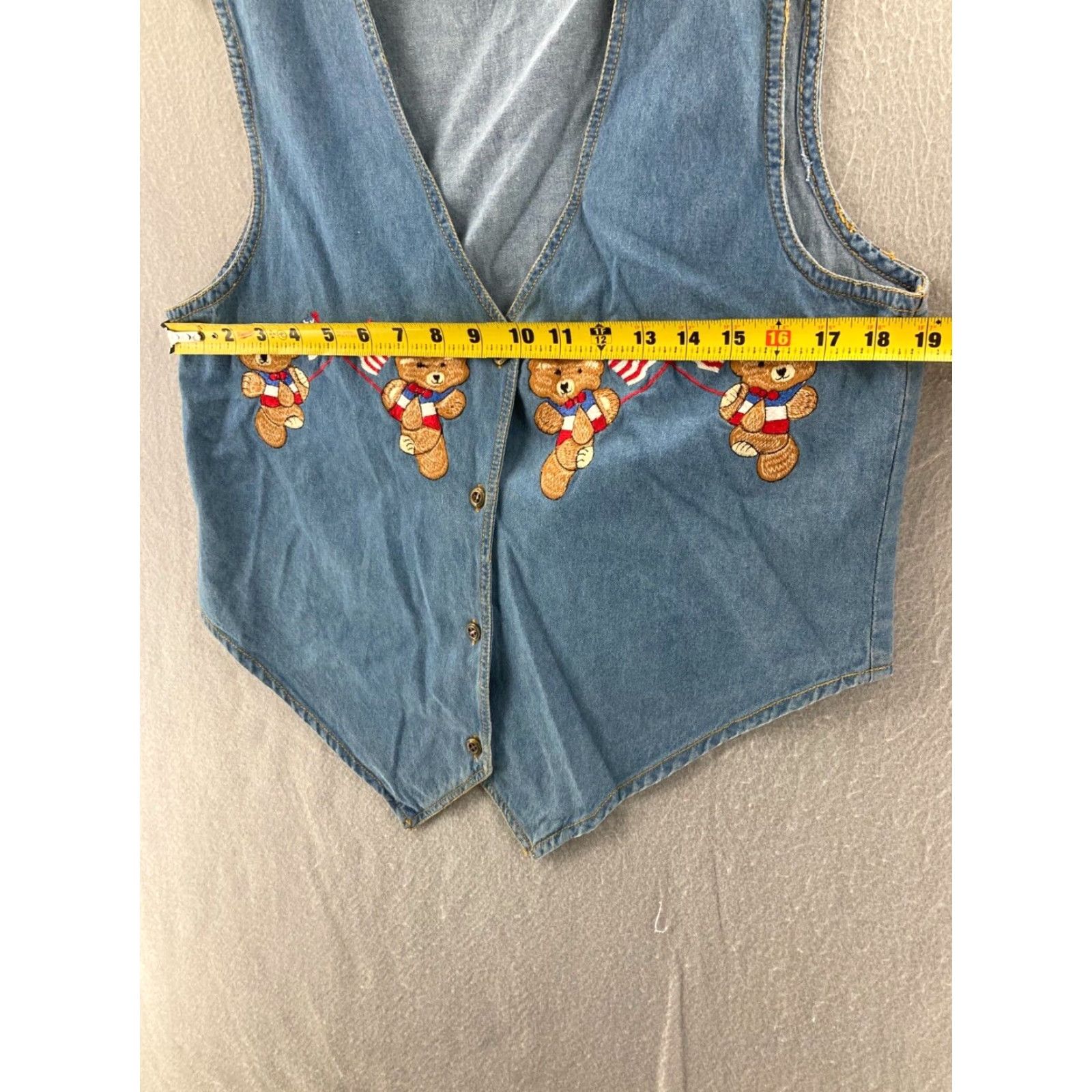 Denime VINTAGE Way To Go Denim Vest Womens Medium Teddy Bear Embroidered Denim Vest 80s Theme Womens Medium Blue Embroidered 80s Animals Mens Womens Size M / US 6-8 / IT 42-44 - 2 Thumbnail