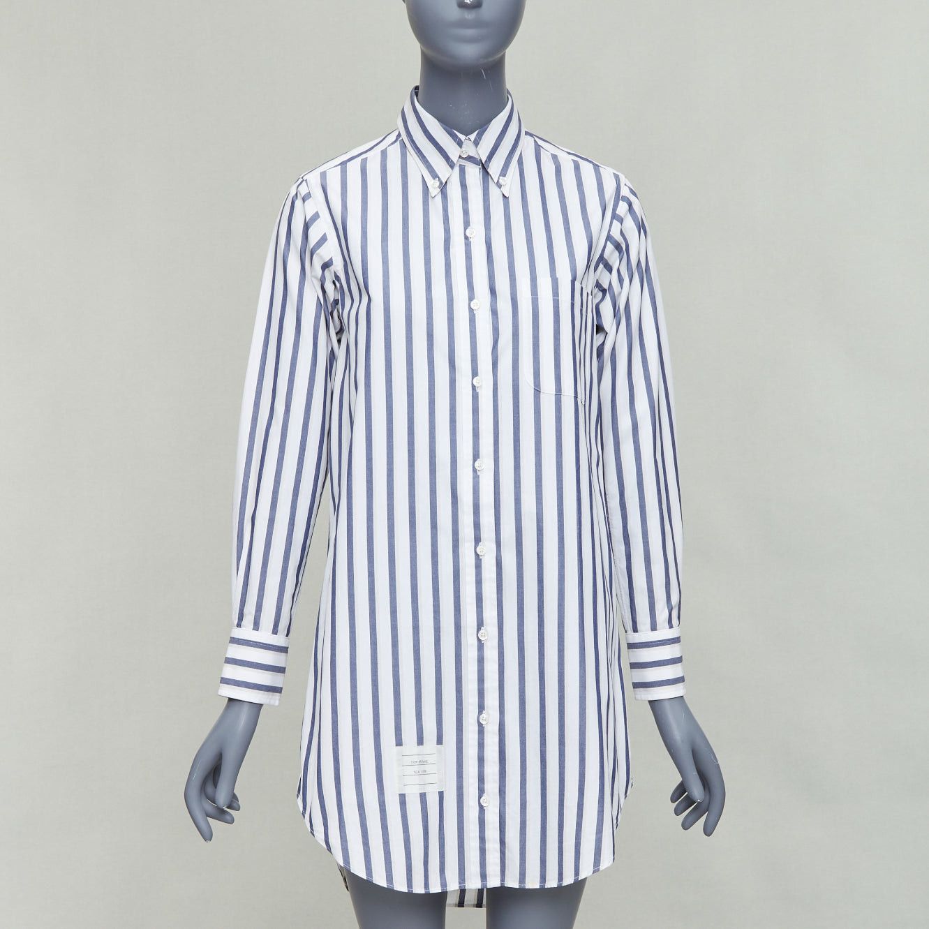 Thom Browne THOM BROWNE blue white poplin cotton stripe button down shirt dress US0 XS0 Size S / US 4 / IT 40 - 1 Thumbnail