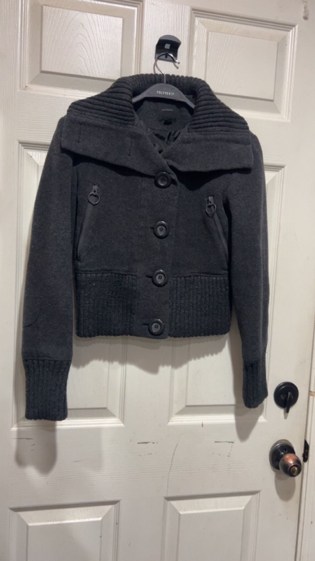 Express Women's Express Charcoal Gray Pea Coat XS Size XS / US 0-2 / IT 36-38 - 1 Thumbnail