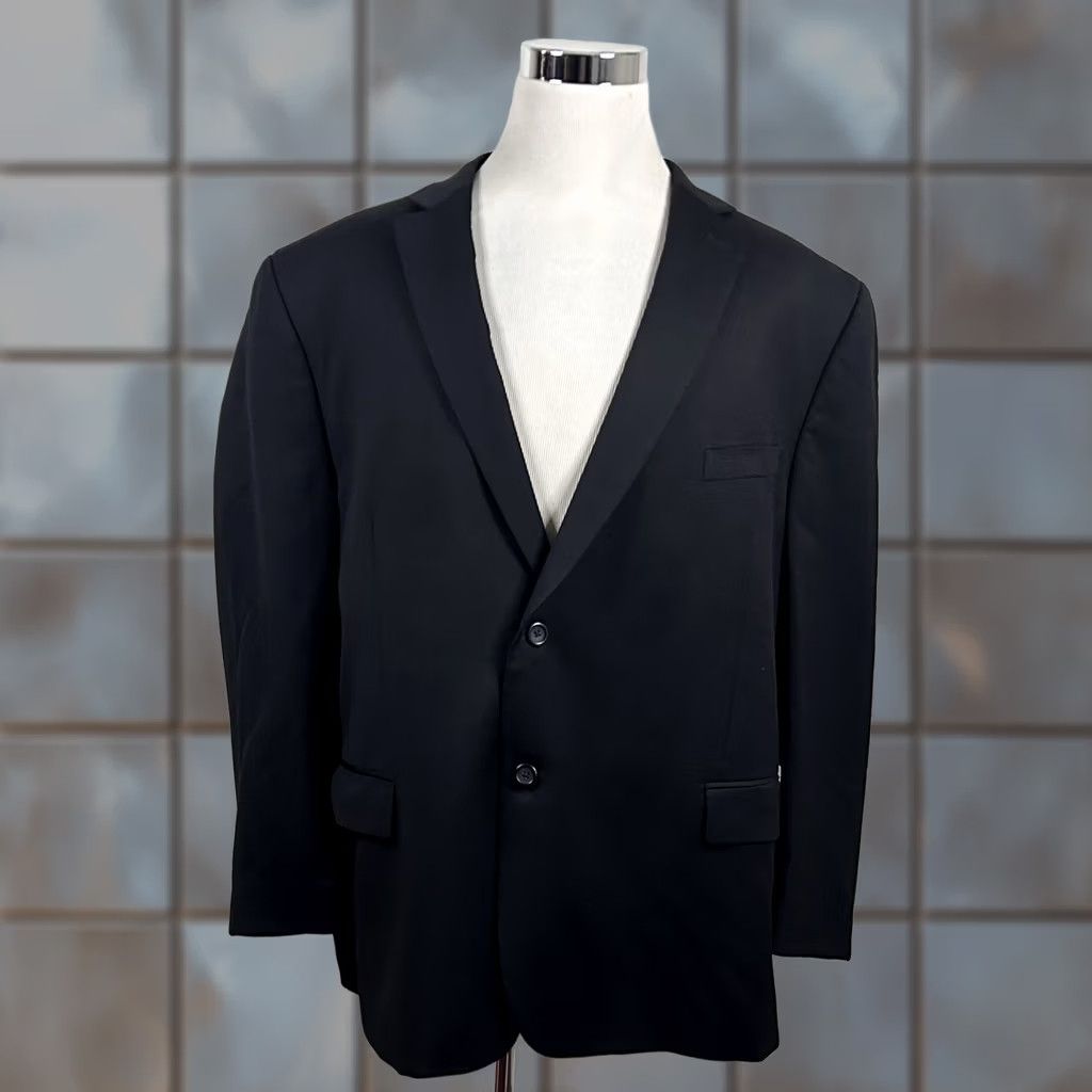 Vintage Joseph & Feiss 54R Sport Coat 100% Wool All Black Two Button Lined Formal Jacket/Coat Size US XS / EU 42 / 0 - 1 Thumbnail