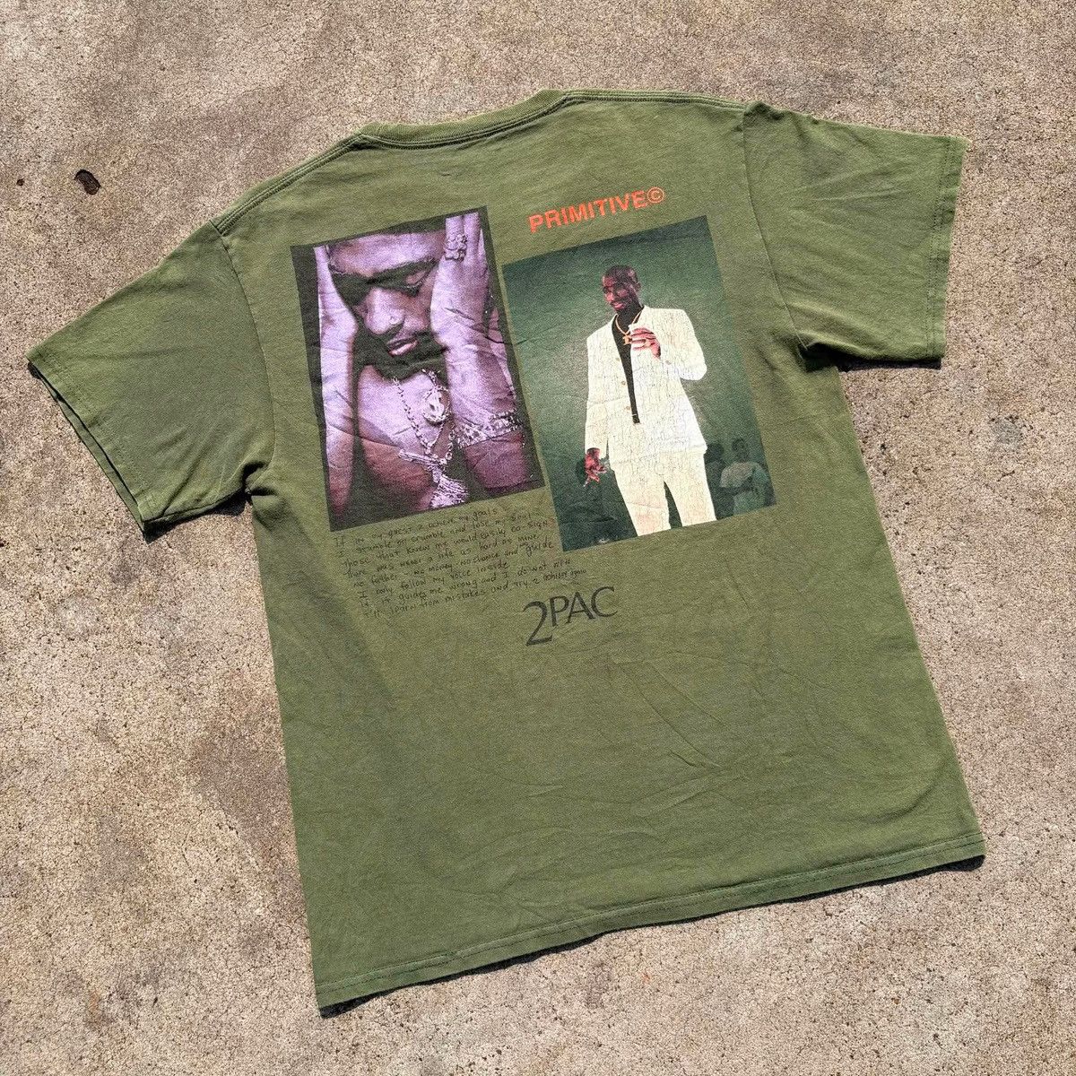 Vintage PRIMITIVE X TUPAC VOICE MILITARY GREEN 2PAC T-SHIRT Size US M / EU 48-50 / 2 - 12 Thumbnail