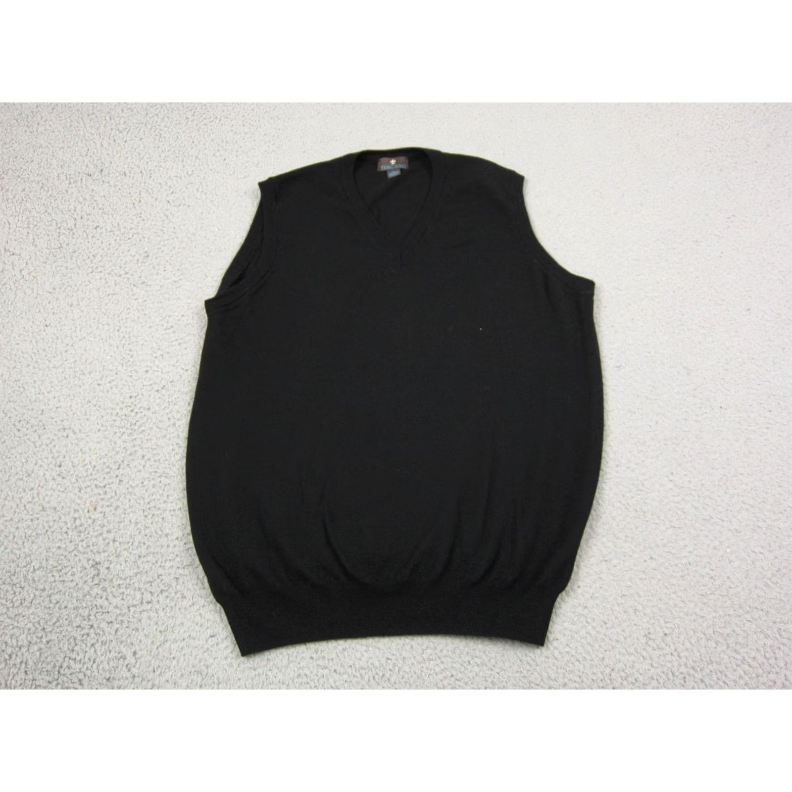 Vintage Toscano Sweater Vest Mens L Black 100% Merino Wool V-Neck Knit Golf Knitwear Vest Size US L / EU 52-54 / 3 - 2 Thumbnail