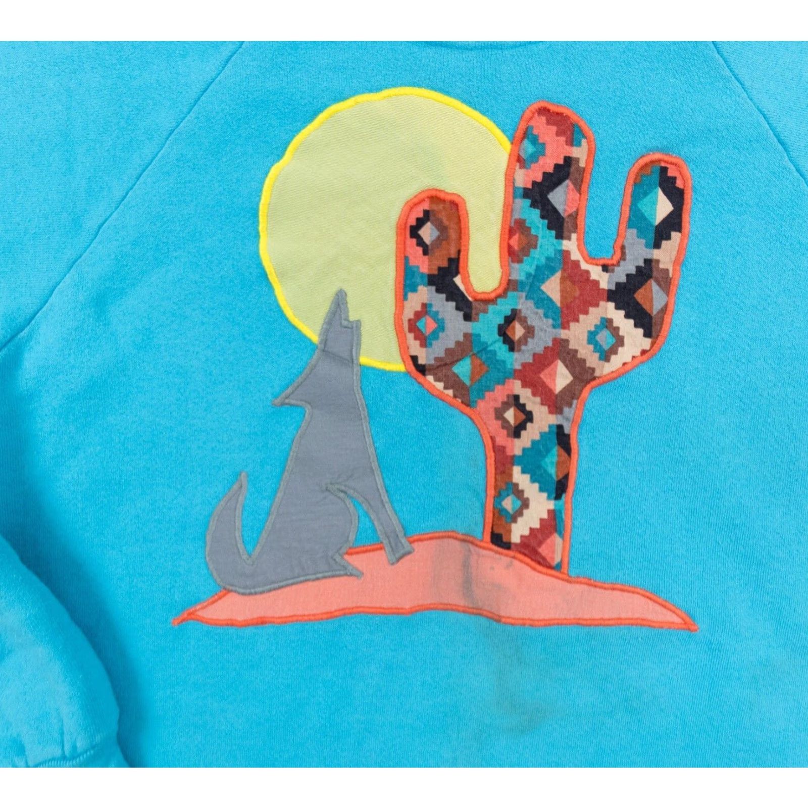 Fruit Of The Loom VINTAGE Fruit of the Loom Sweatshirt Men XL Southwest Crewneck Blue 90s Southwestern Embroidered Wolf Moon All Seasons Size US XL / EU 56 / 4 - 2 Thumbnail