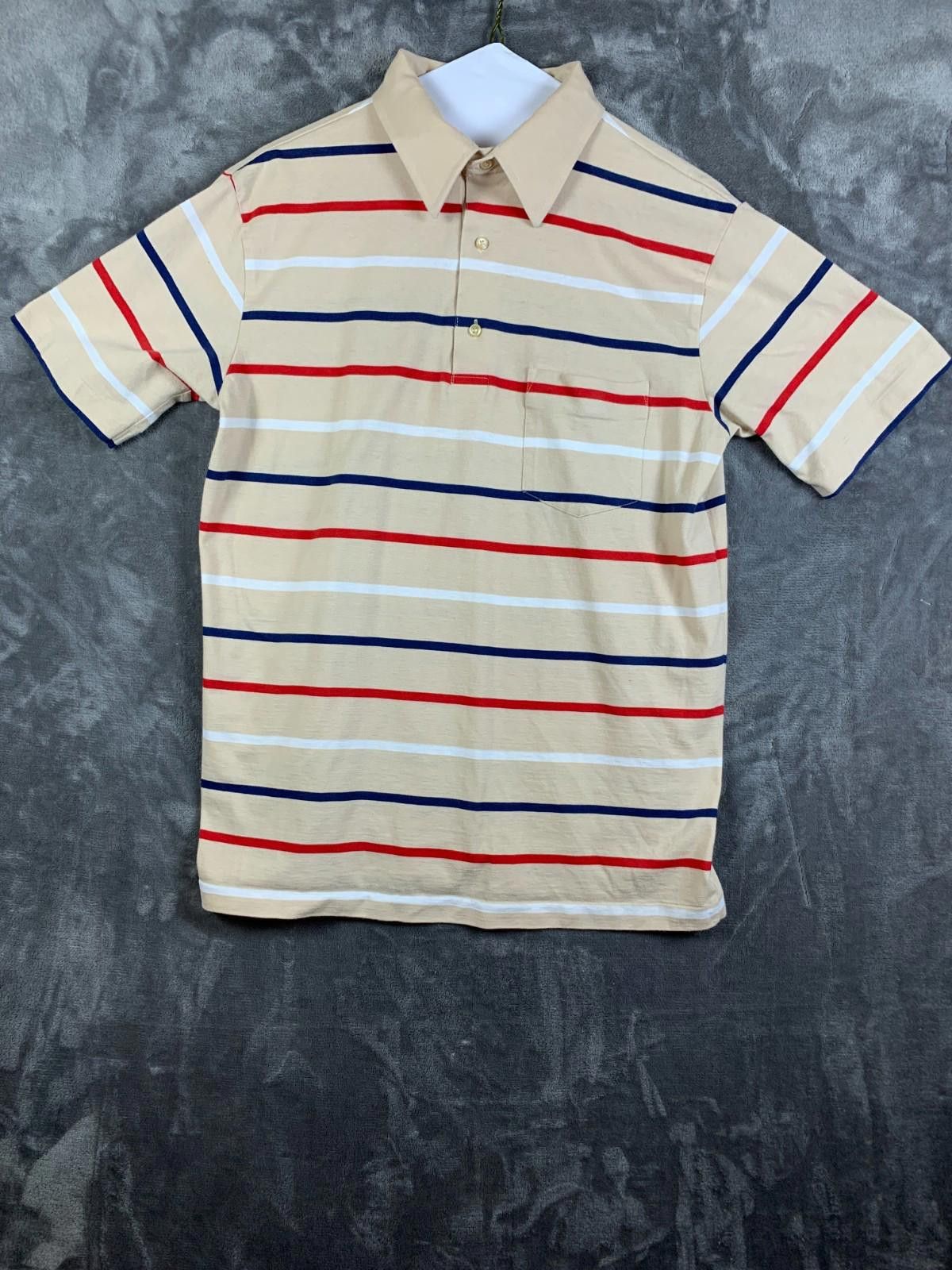 Puritan Vintage Puritan Mens Brown Thin Striped SS Polo Size L (244) Size US L / EU 52-54 / 3 - 1 Thumbnail