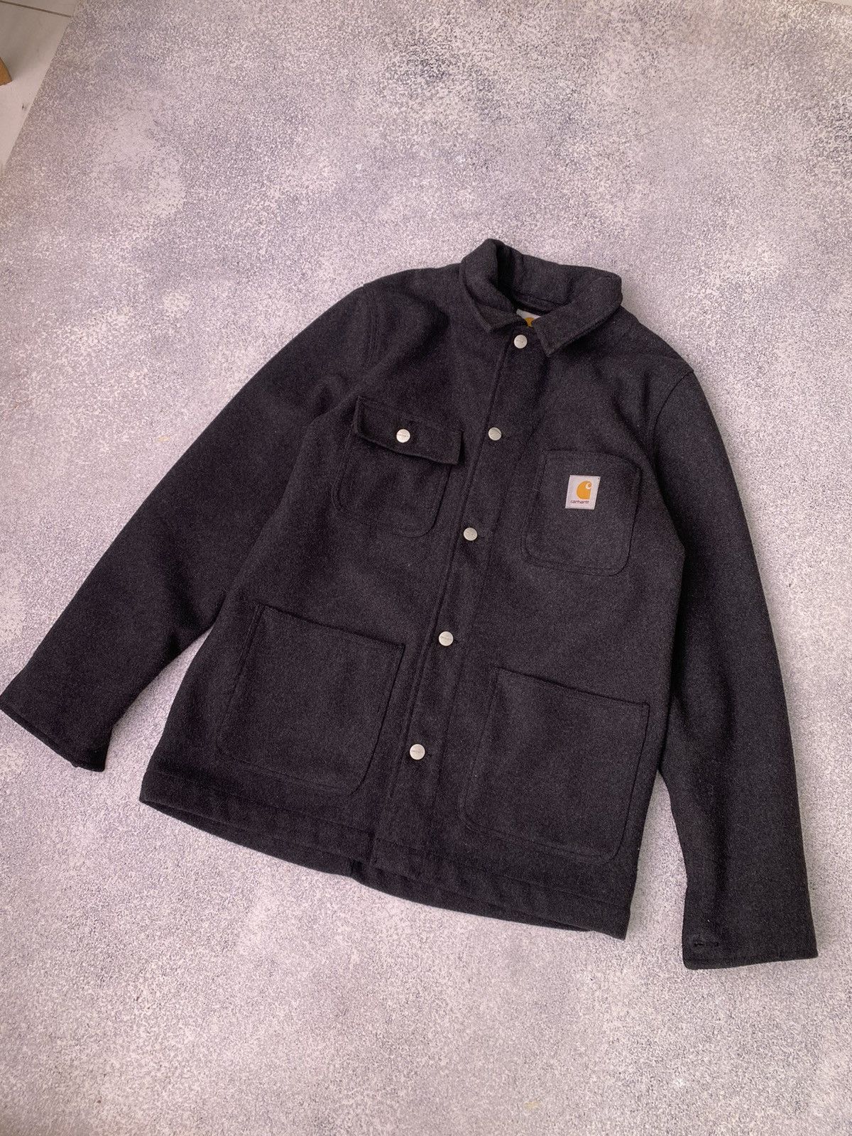 Carhartt × Vintage Vintage Carhartt woolen gil grey Coat Size US L / EU 52-54 / 3 - 3 Thumbnail