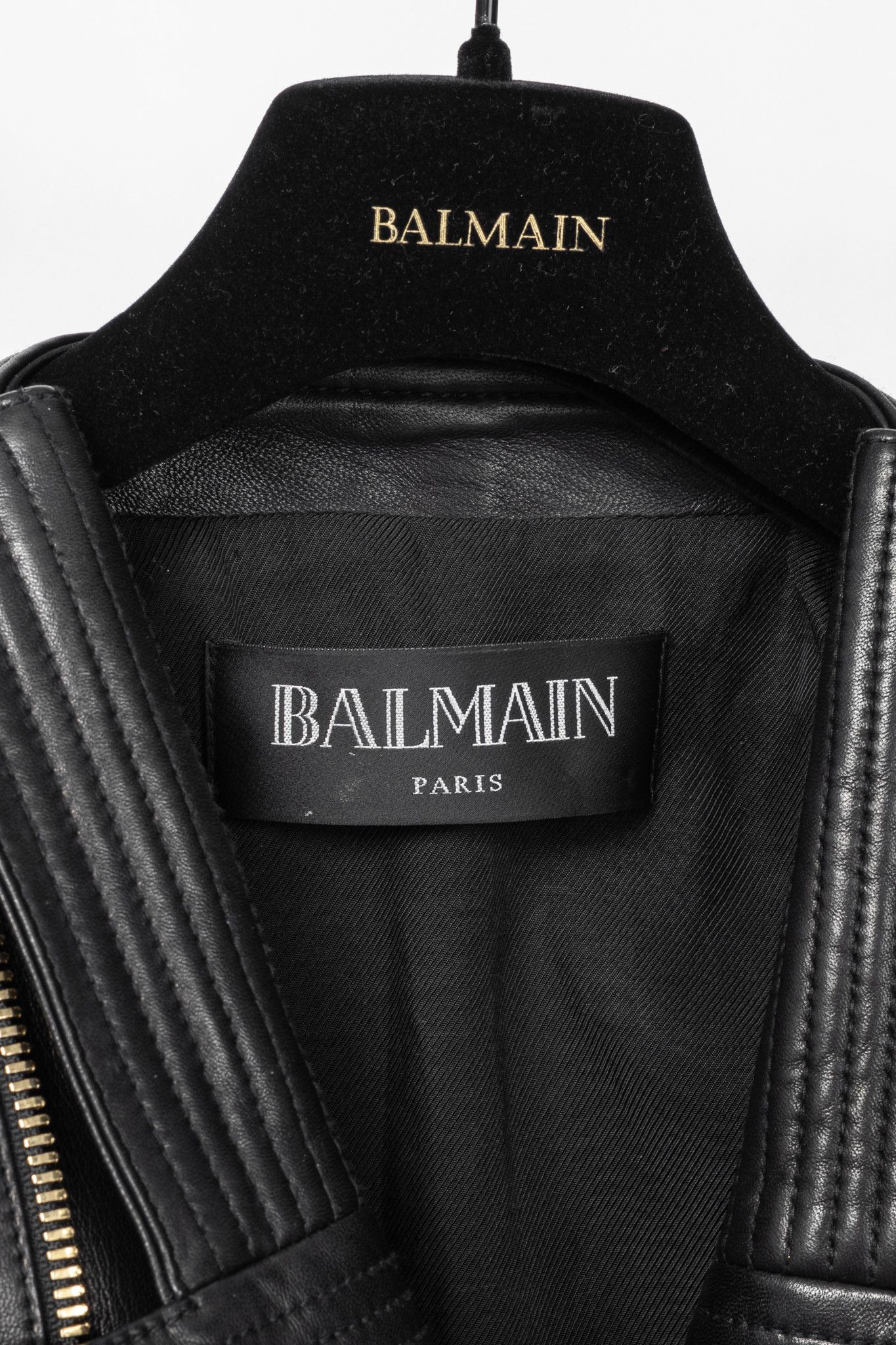 Balmain Balmain Black Lambskin-Leather Quilted Biker Jacket Size M / US 6-8 / IT 42-44 - 4 Thumbnail