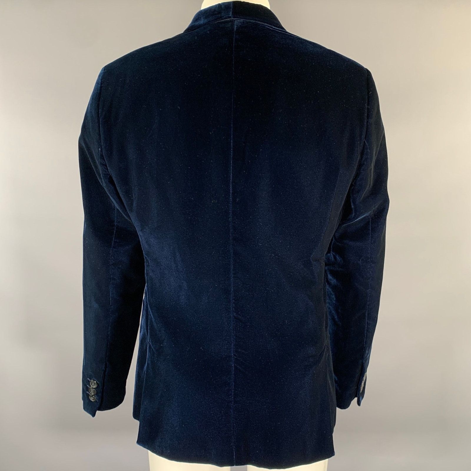 Emporio Armani Size 40 Navy Velvet Acetate Viscose Sport Coat Size 40R - 4 Thumbnail