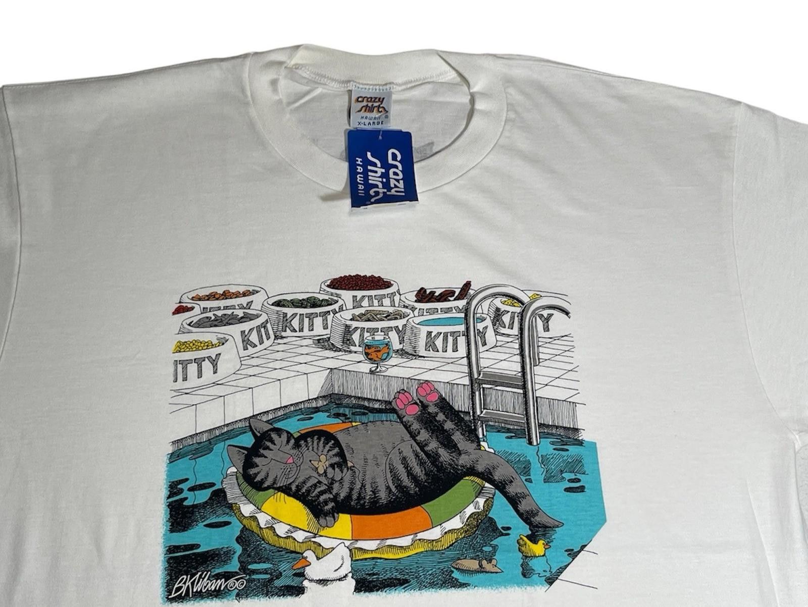 Vintage 90s NWT B. Kliban Cat Crazy Shirts Swimming Pool T-Shirt XL Size US XL / EU 56 / 4 - 2 Thumbnail