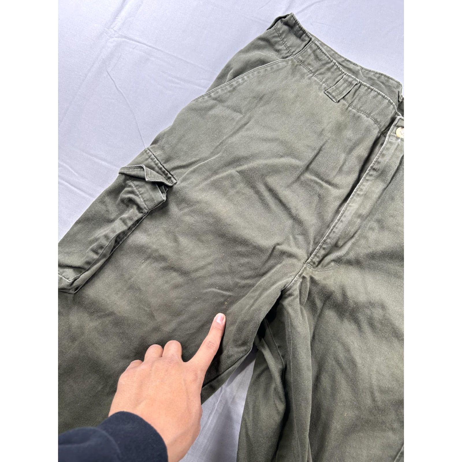 Vintage Woolrich Cargo Pants Mens 36X30 Green Cotton Utility Straight Leg Workwear Size US 36 / EU 52 - 7 Thumbnail
