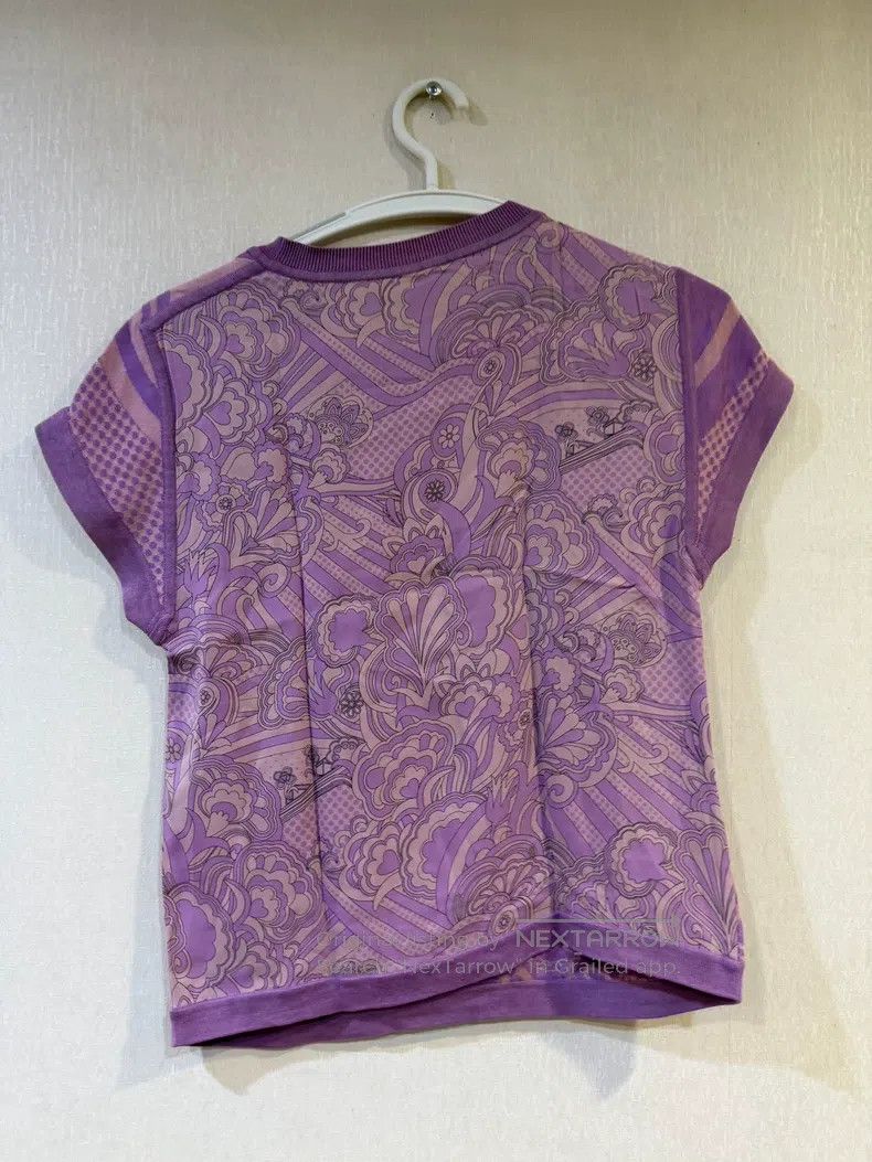 Hermes Hermes Purple knitted and silk short-sleeve top Size S / US 4 / IT 40 - 2 Thumbnail
