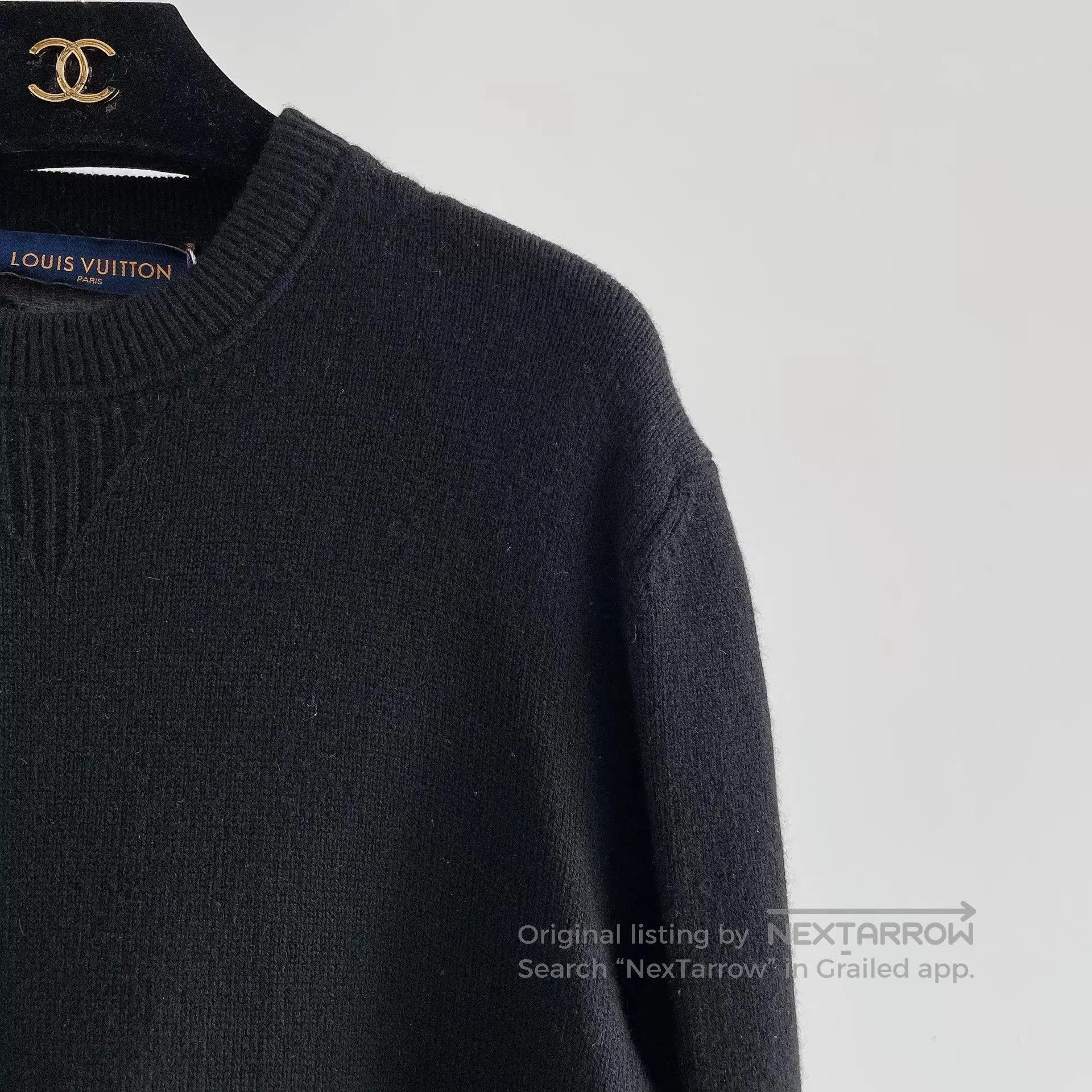 Louis Vuitton Black Long Sleeve Knit Sweater with Patterned Sleeves. Size US M / EU 48-50 / 2 - 3 Thumbnail