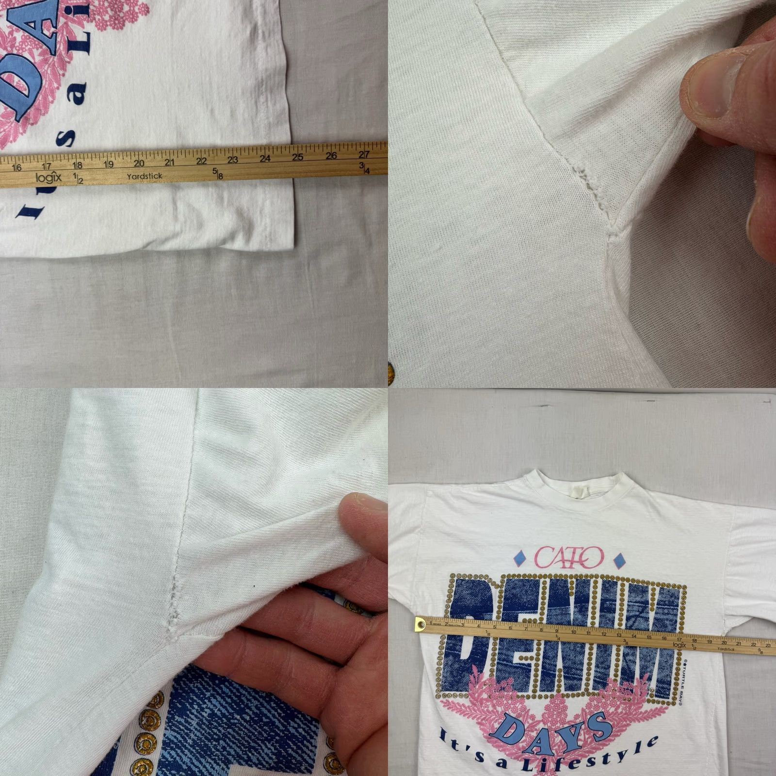 Vintage VINTAGE Cato T Shirt Womens M White 90s 80s Denim Days Hipster Comfort Regular Short Sleeve Crew Neck Size M / US 6-8 / IT 42-44 - 8 Thumbnail
