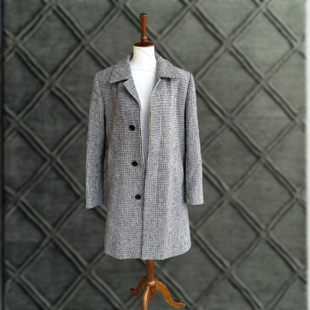 Harris Tweed Sandro Paris Wool Harris Tweed Coat Women Medium Houndstooth Long Jacket Size M / US 6-8 / IT 42-44 - 1 Thumbnail