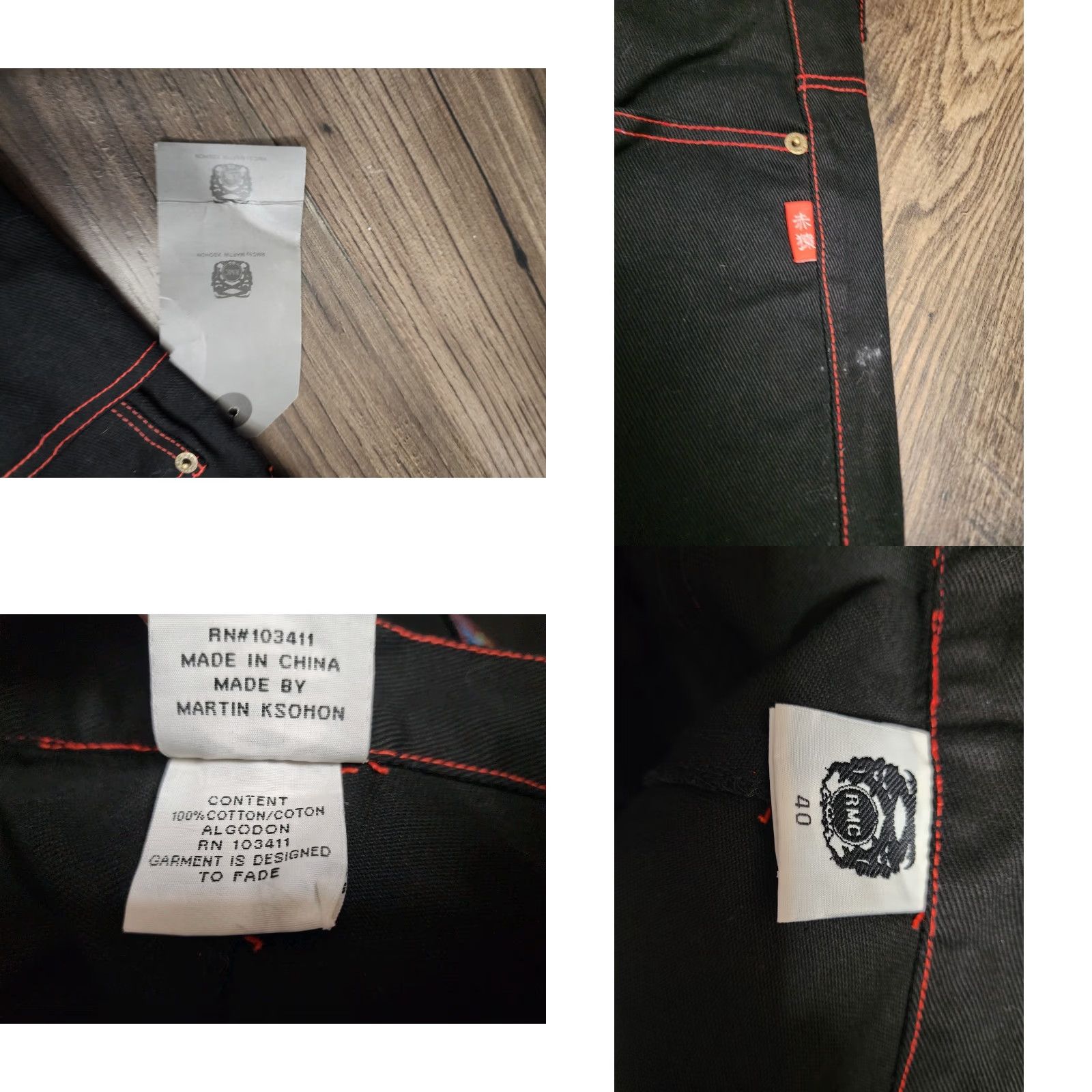 Vintage Red Monkey Company RMC Jeans 40 Black Straight Fit 90s Hip Hop Mens Size US 40 / EU 56 - 8 Thumbnail