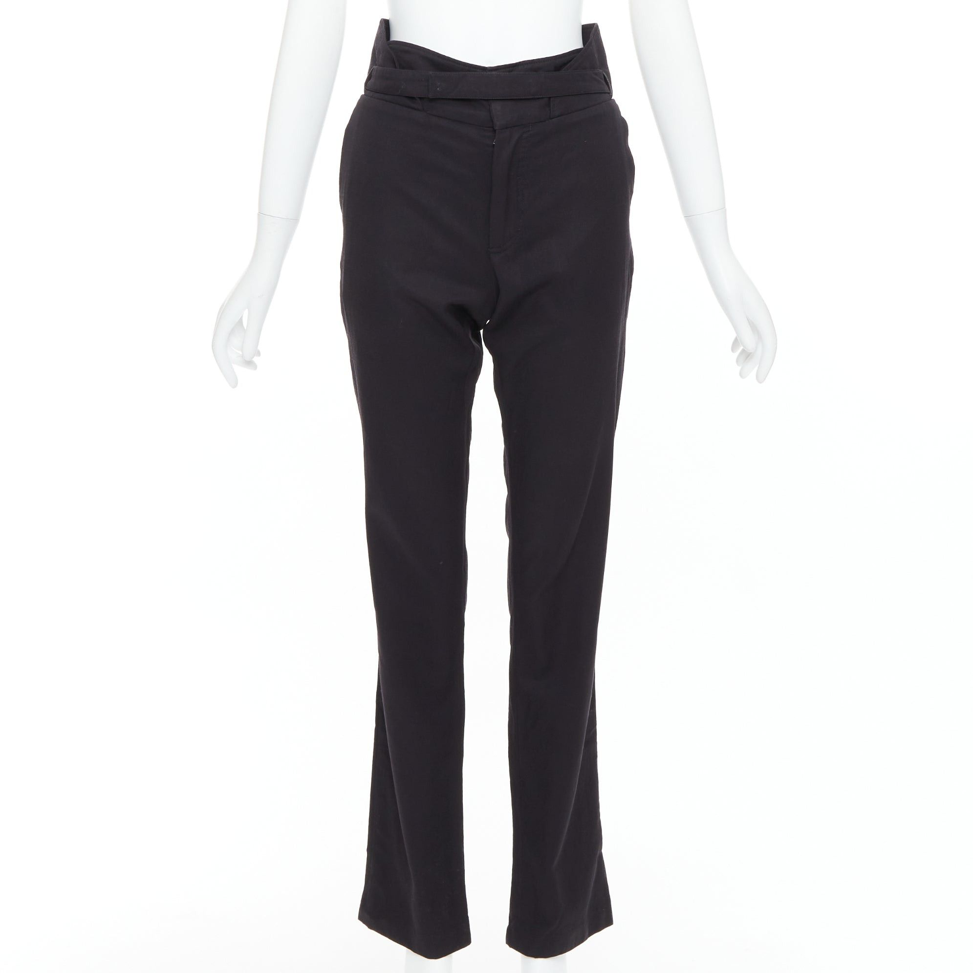 Raf Simons RAF SIMONS 2007 black 100% wool high waist paperbag pants IT48 M Size US 30 / EU 46 - 1 Thumbnail