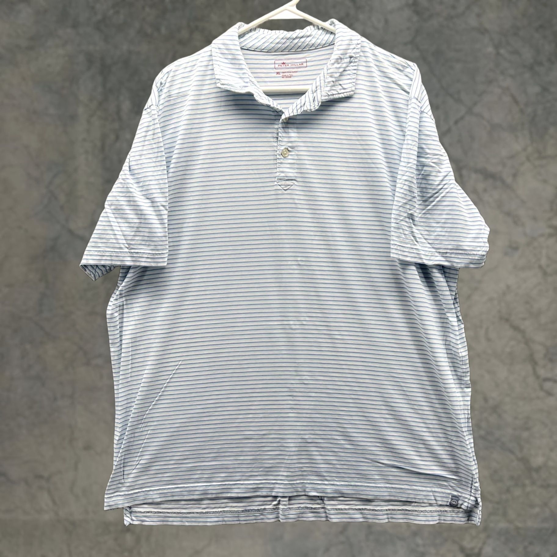 Peter Millar Peter Millar Polo Shirt Mens XL Blue Stripe Pima Cotton Casual Short Sleeve Size US XL / EU 56 / 4 - 1 Thumbnail