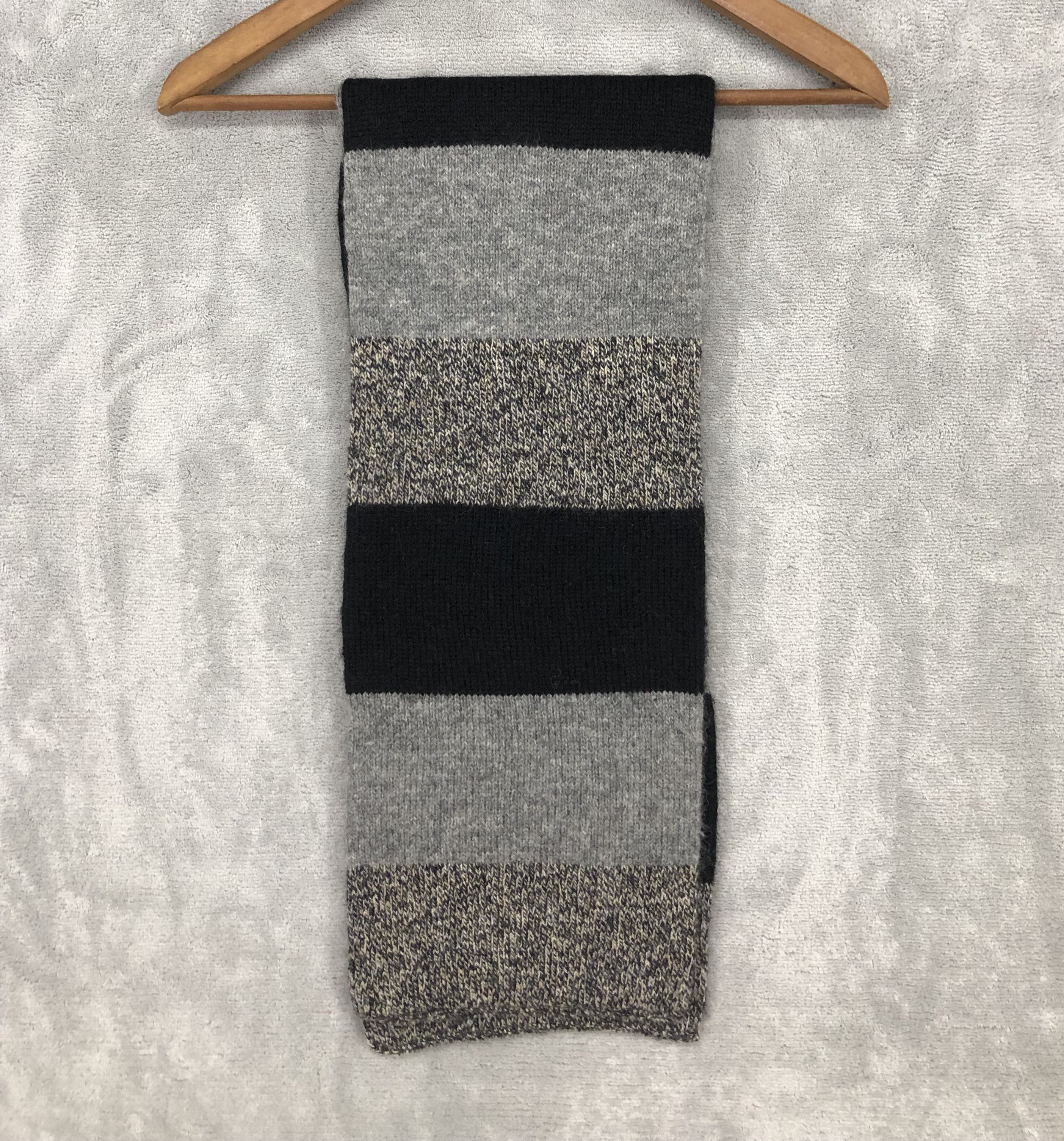 image of Takeo Kikuchi Multicolor Scarf Muffler in Black Gray, Men's
