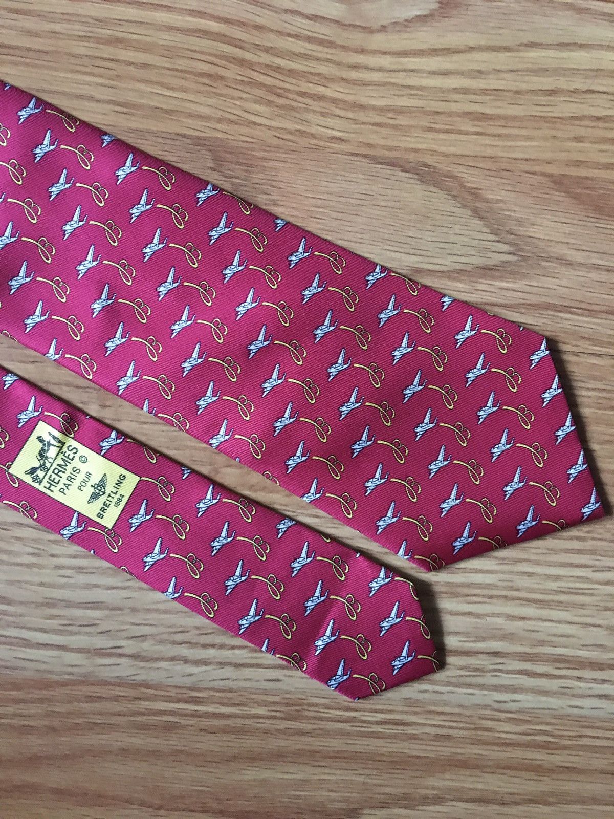 Hermes HERMES Paris Breitling RARE 5021 EA Silk Mens Tie Size ONE SIZE - 2 Thumbnail