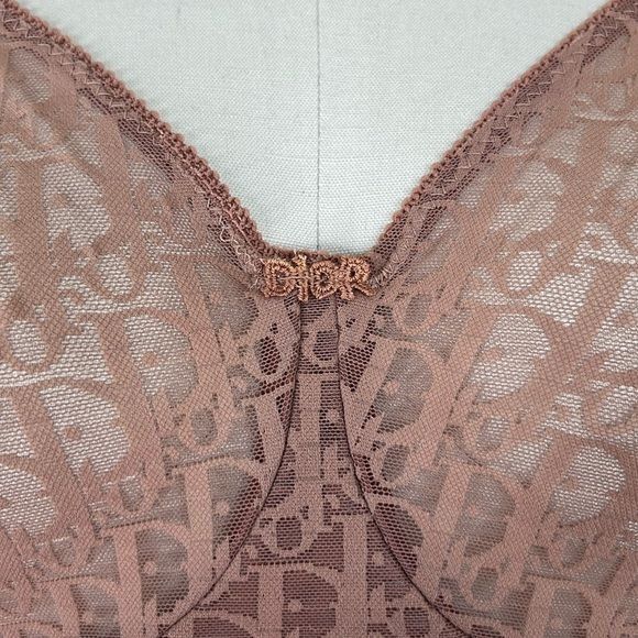 Dior RARE Dior Vintage Kardashian Nude Sheer Monogram Bodysuit 50 Size ONE SIZE - 4 Thumbnail