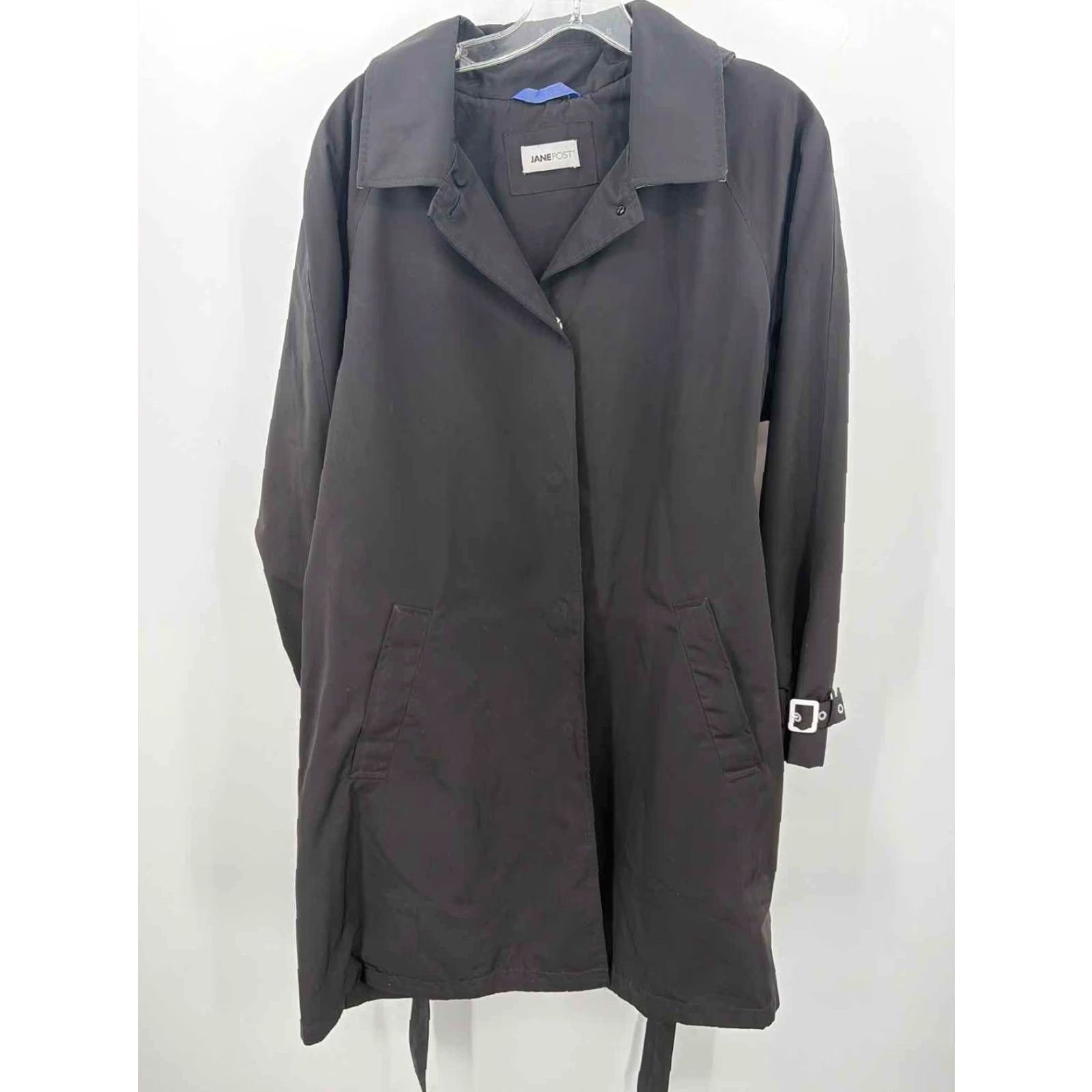 Vintage Pre-Owned Jane Post Black Size Large Hooded Trench Coat Size L / US 10 / IT 46 - 2 Thumbnail