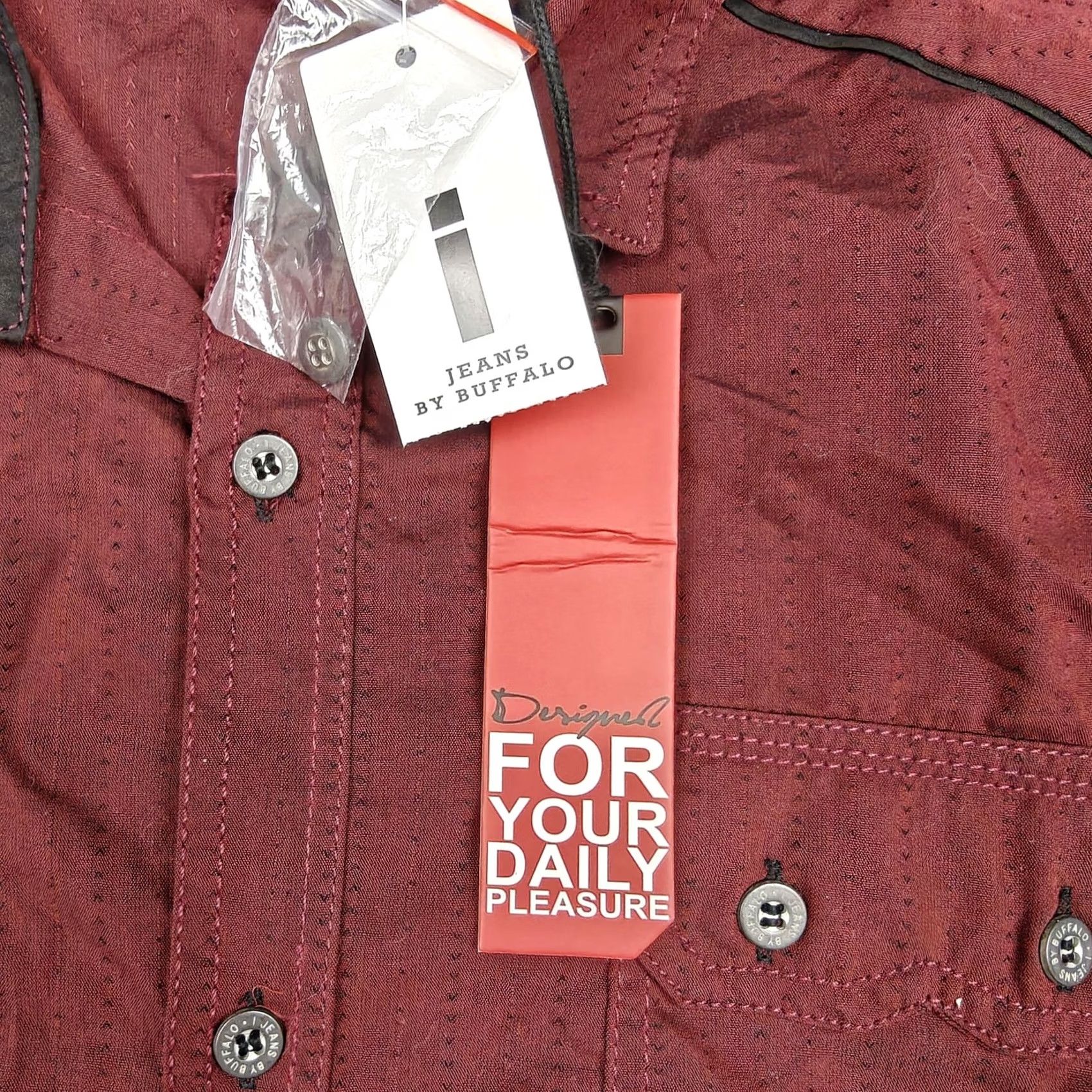 Vintage Jeans By Buffalo Shirt Mens Medium Red Cotton Blend Long Sleeve Button Up Casual Size US M / EU 48-50 / 2 - 4 Thumbnail