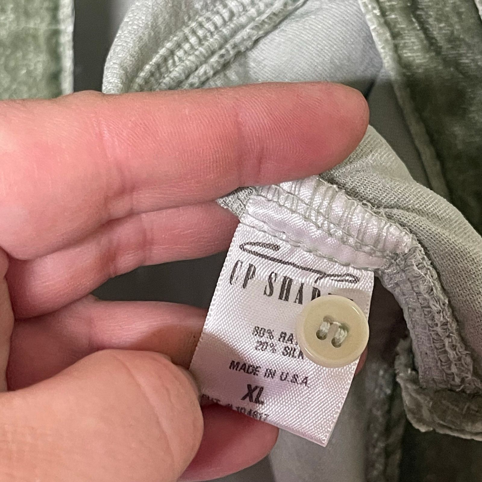 CP Shades CP Shades x Gorsuch The Alana Green Washed Velvet Button Up Size XL / US 12-14 / IT 48-50 - 3 Thumbnail