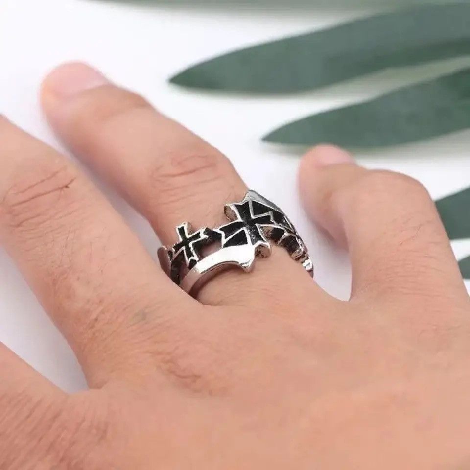 Jewelry × Vintage Hollow Cross Ring Open Ring Size ONE SIZE - 3 Thumbnail