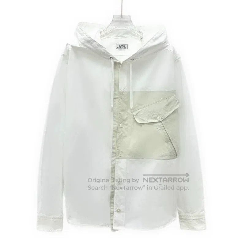 Hermes Hermes size 39 White Patch Pocket Cotton Hooded Drawstring Size US XXS / EU 40 - 1 Thumbnail
