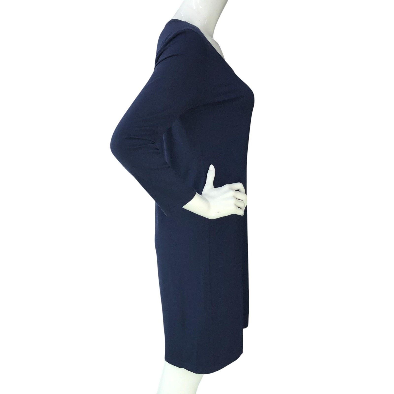 Eileen Fisher Eileen Fisher Dress S Navy Blue Long Sleeve V Neck Stretch Size S / US 4 / IT 40 - 9 Thumbnail
