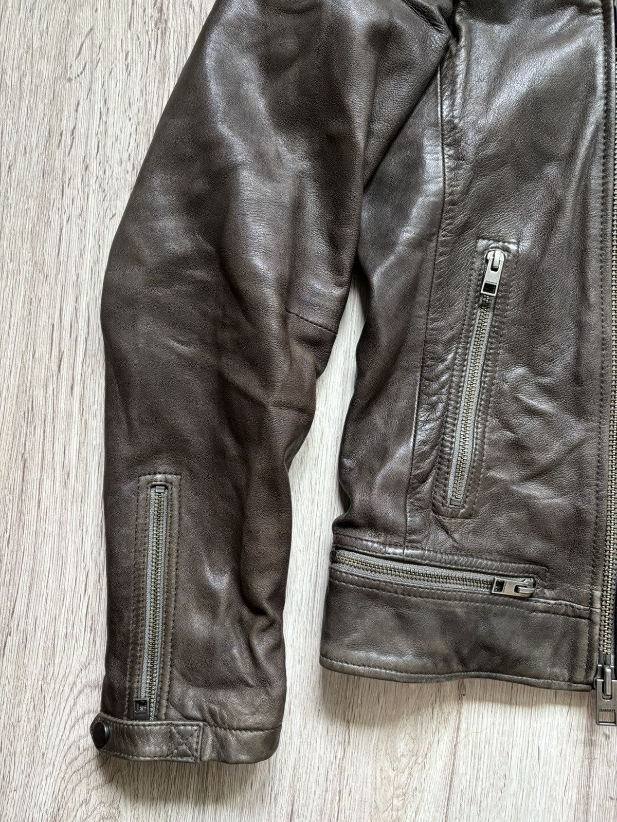 Allsaints AllSaints Conroy Leather Biker Jacket Men Size S Brown Moto Size US S / EU 44-46 / 1 - 2 Thumbnail