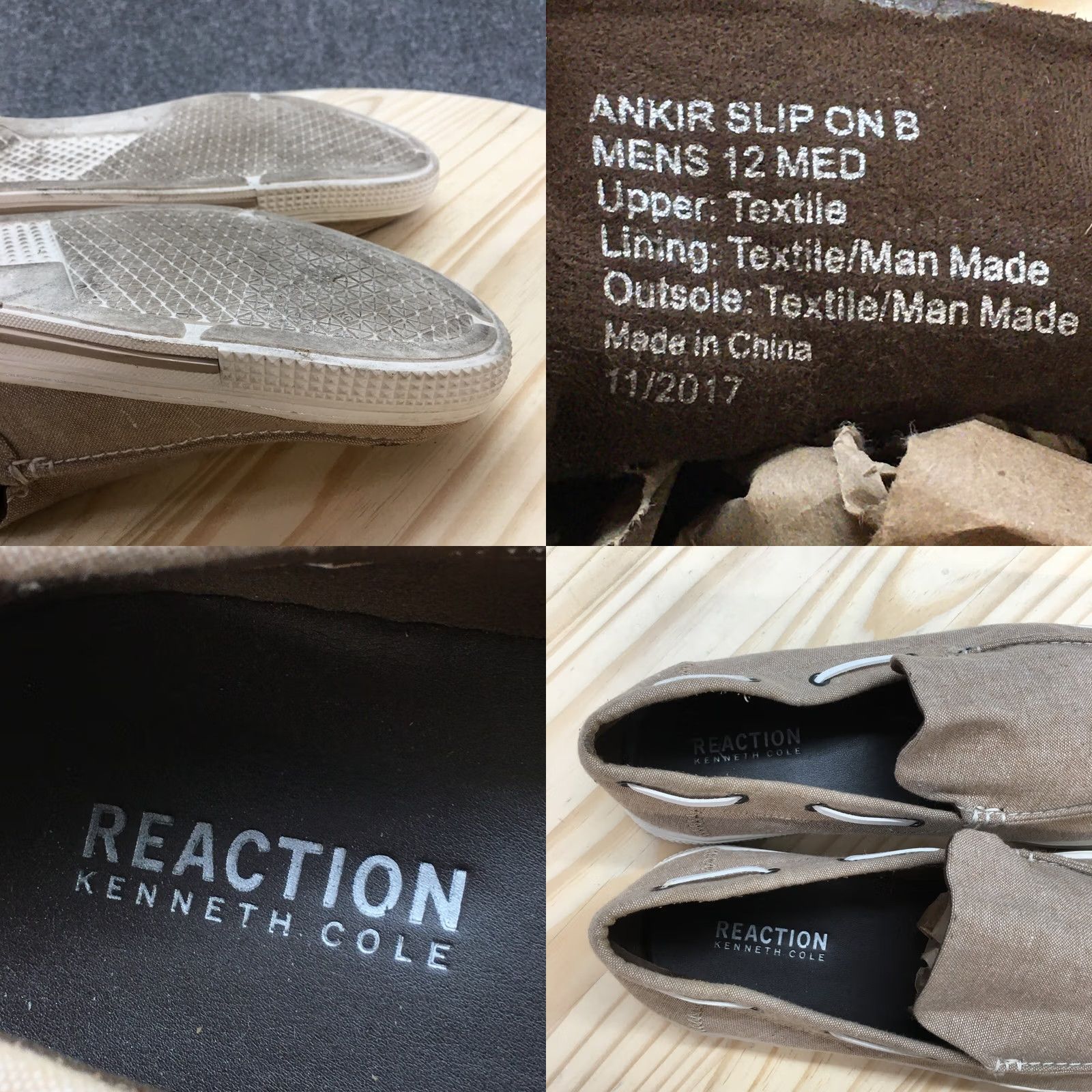 Vintage Reaction Kenneth Cole Shoes Mens Ankir Slip On Sneakers Brown Fabric Low Top) Size US L / EU 52-54 / 3 - 9 Thumbnail