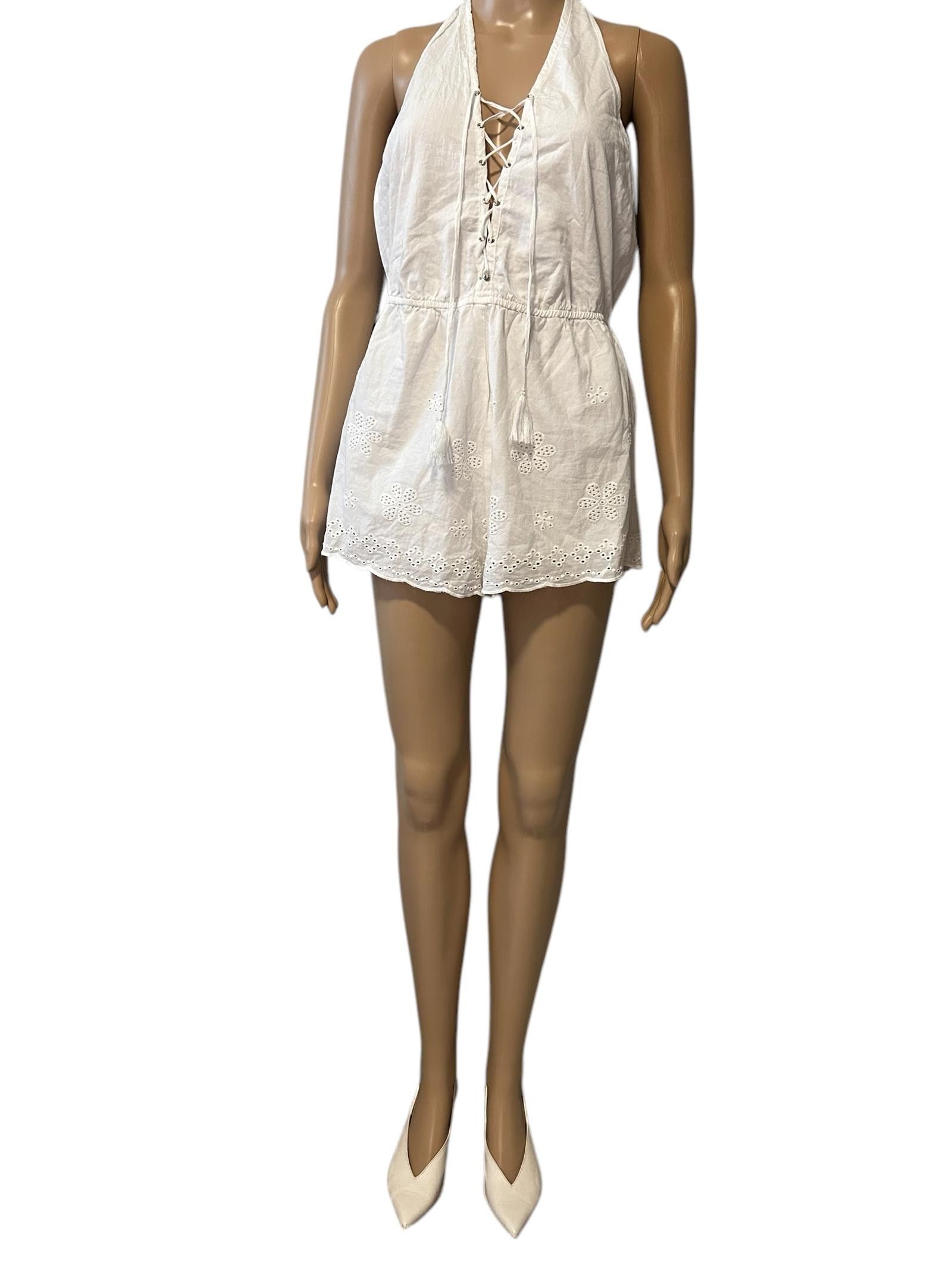 Forever 21 Chic White Lace-Up Halter Romper Size 32" / US 10 / IT 46 - 1 Thumbnail