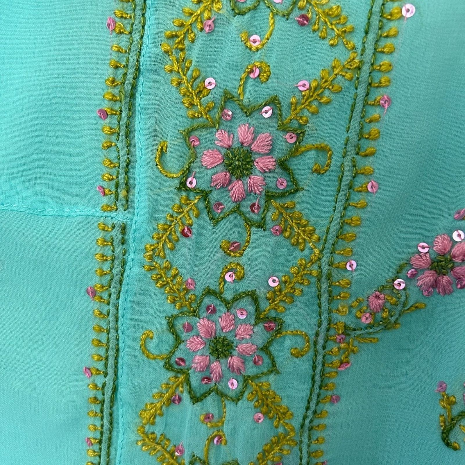 & Other Stories Sheer blue with pink embroidery women’s large kurta top Size M / US 6-8 / IT 42-44 - 2 Thumbnail