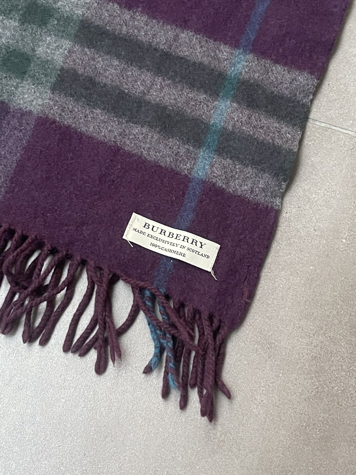 Burberry Burberry Nova Check Checkered Violet Grey Cashmere Scarf Size ONE SIZE - 6 Thumbnail