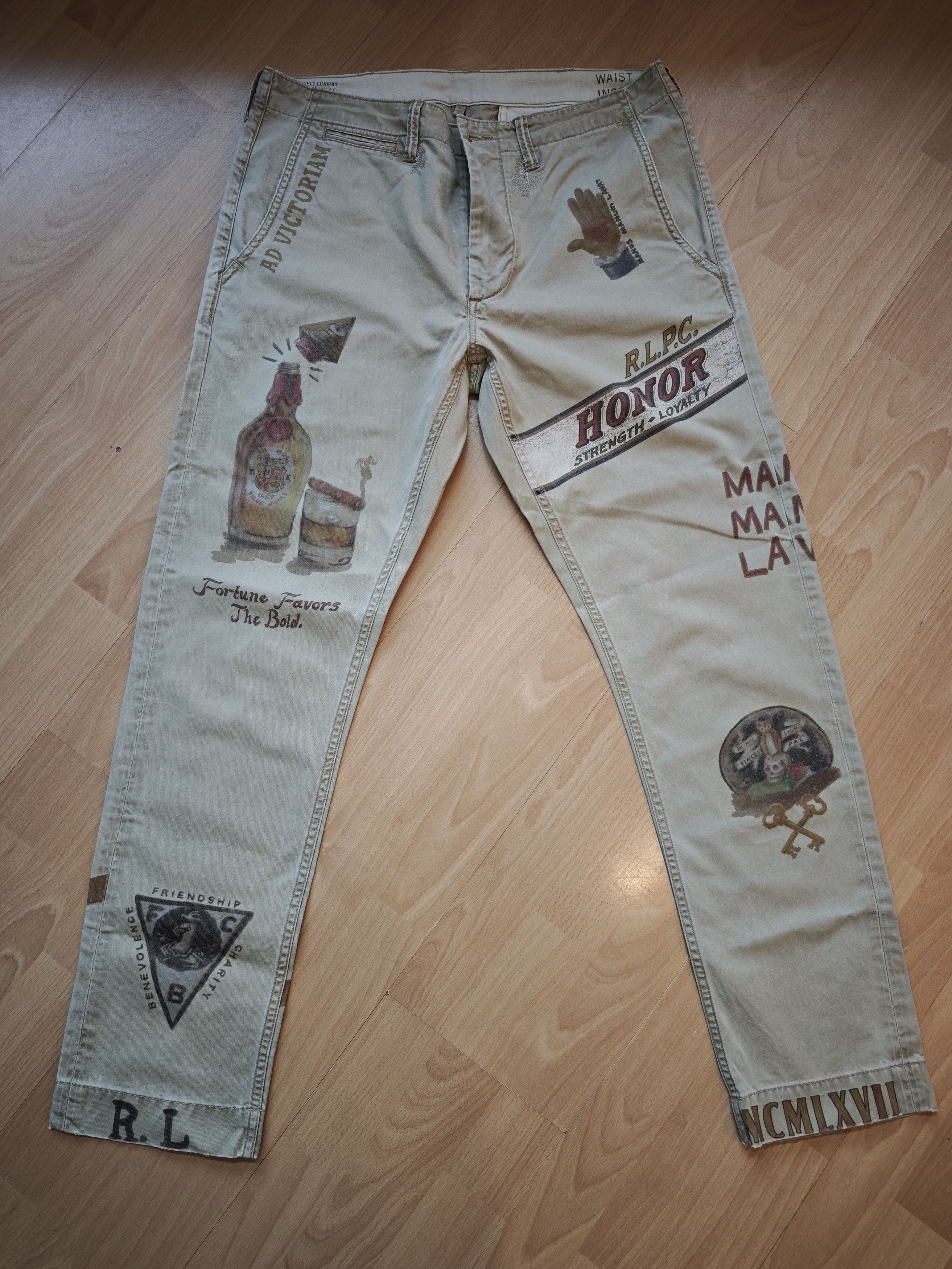 Polo Ralph Lauren BANNED PRL Chino Graphique Droit - RARE Phi Beta Sigma Edit. Size US 32 / EU 48 - 1 Thumbnail