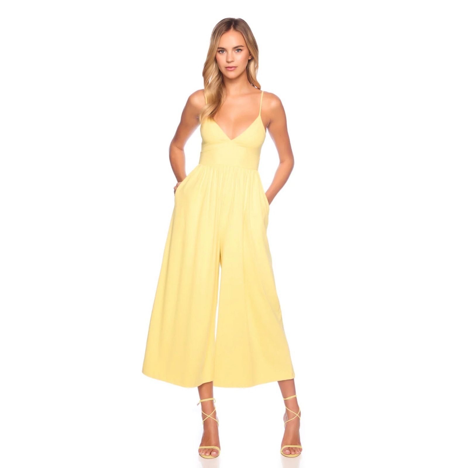 Susana Monaco $198 New Susana Monaco Slip Top Jumpsuit - Lemon Zest - S Size 27" / US 4 / IT 40 - 2 Thumbnail