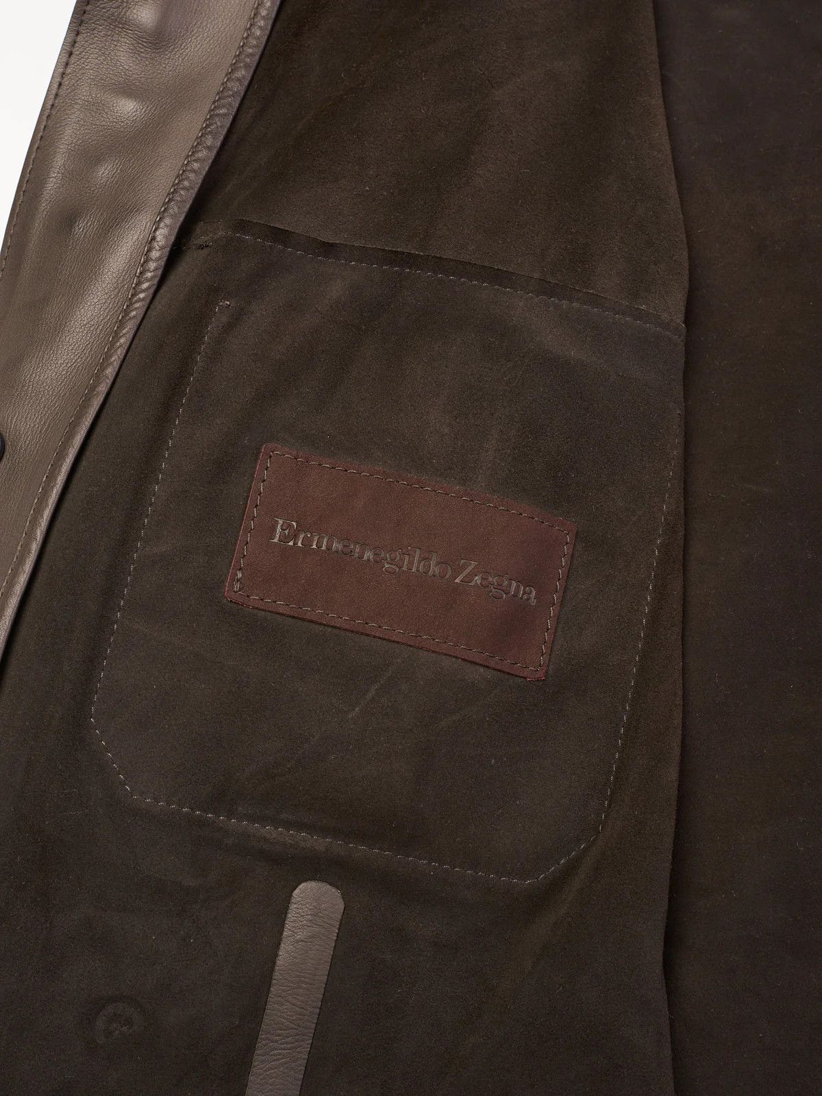 Ermenegildo Zegna ERMENEGILDO ZEGNA Taupe Calfskin Leather Jacket Size US L / EU 52-54 / 3 - 11 Thumbnail