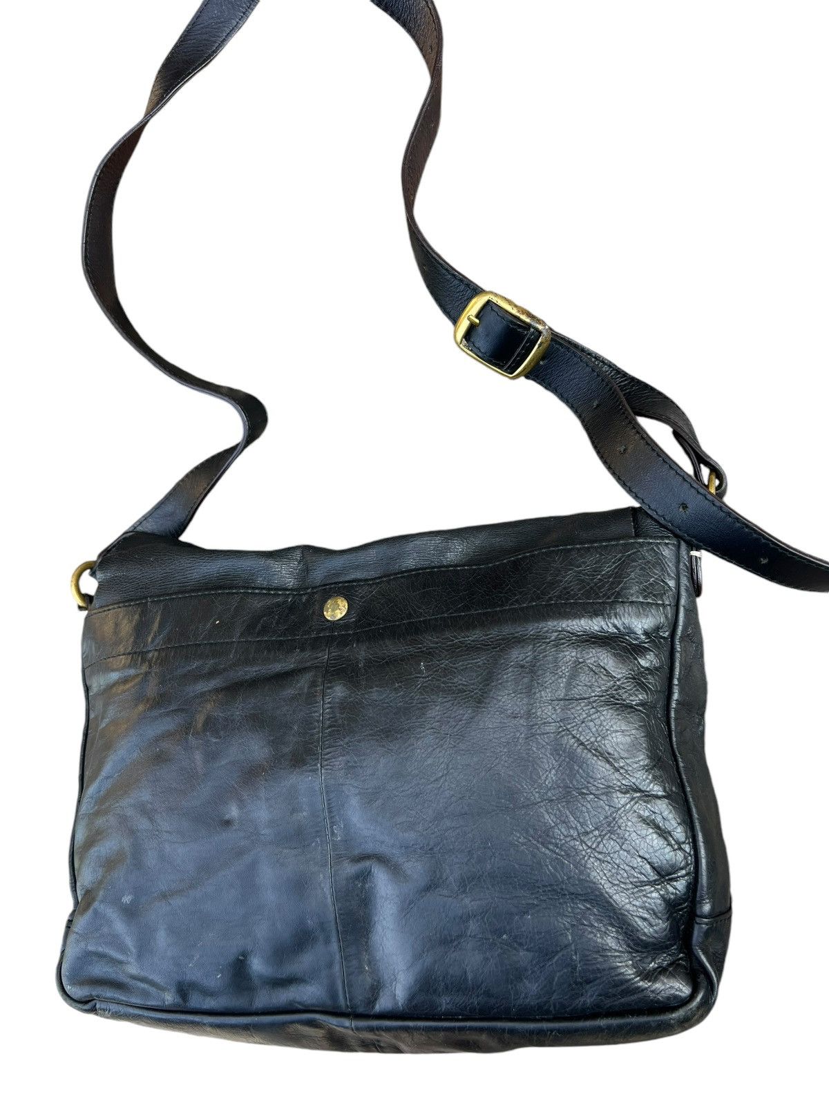Leather Vintage L.P.P. Japan Patina Black Leather Messenger Bag Size ONE SIZE - 11 Thumbnail