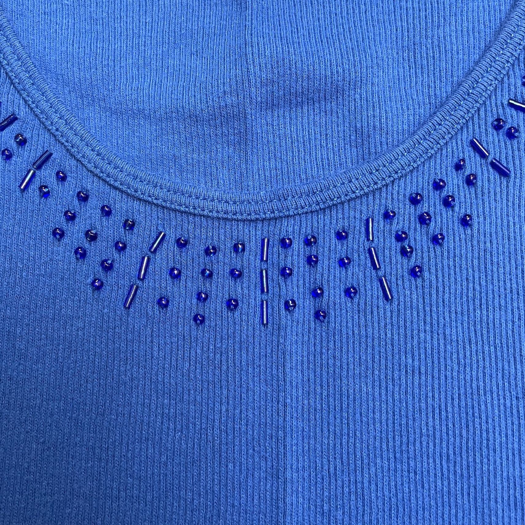 Vintage St. John's Bay Beaded Knitted Tank Top Womens Small Royal Blue Cotton Stretch Size S / US 4 / IT 40 - 6 Thumbnail